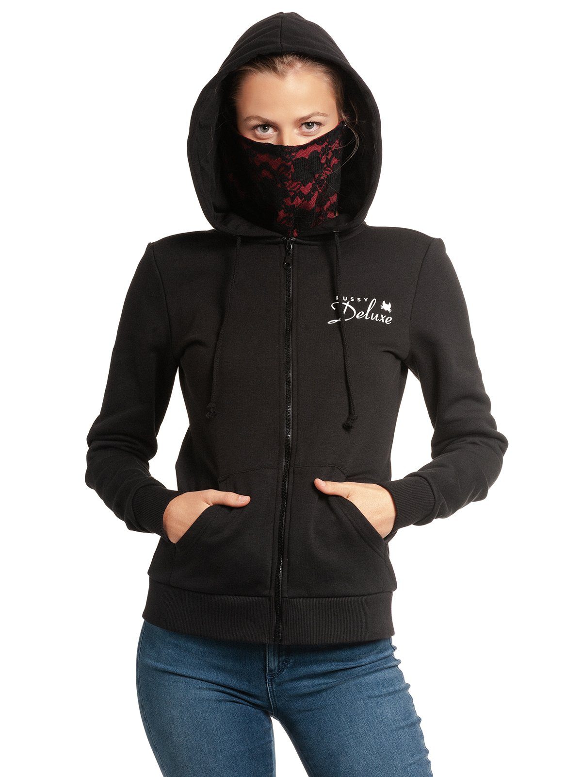 Pussy Deluxe Kapuzensweatjacke Stay Safe Lace Mask