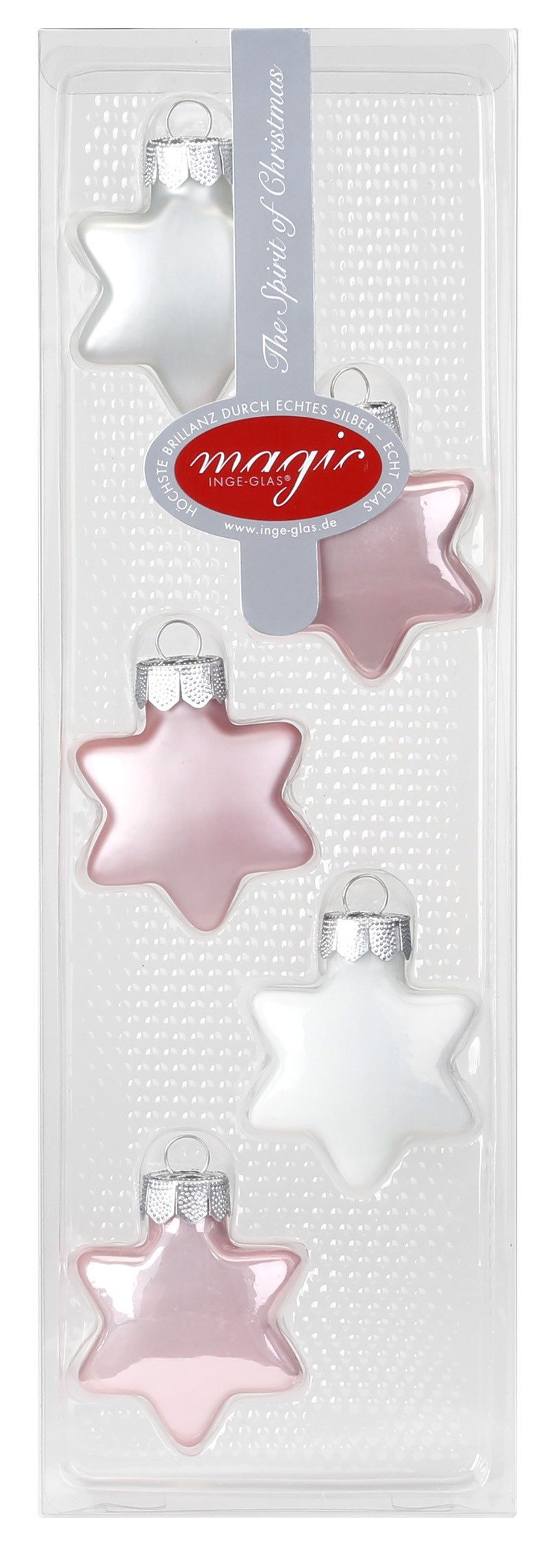 MAGIC by Inge Christbaumschmuck, Christbaumschmuck Sterne 4cm Glas 5 Stück Noble Rose