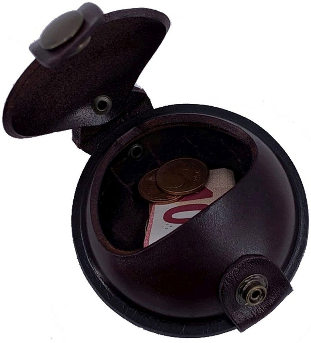 Gürteltasche Schlüsselanhänger / Kleingeldbörse groß Sattelleder 9cm braun