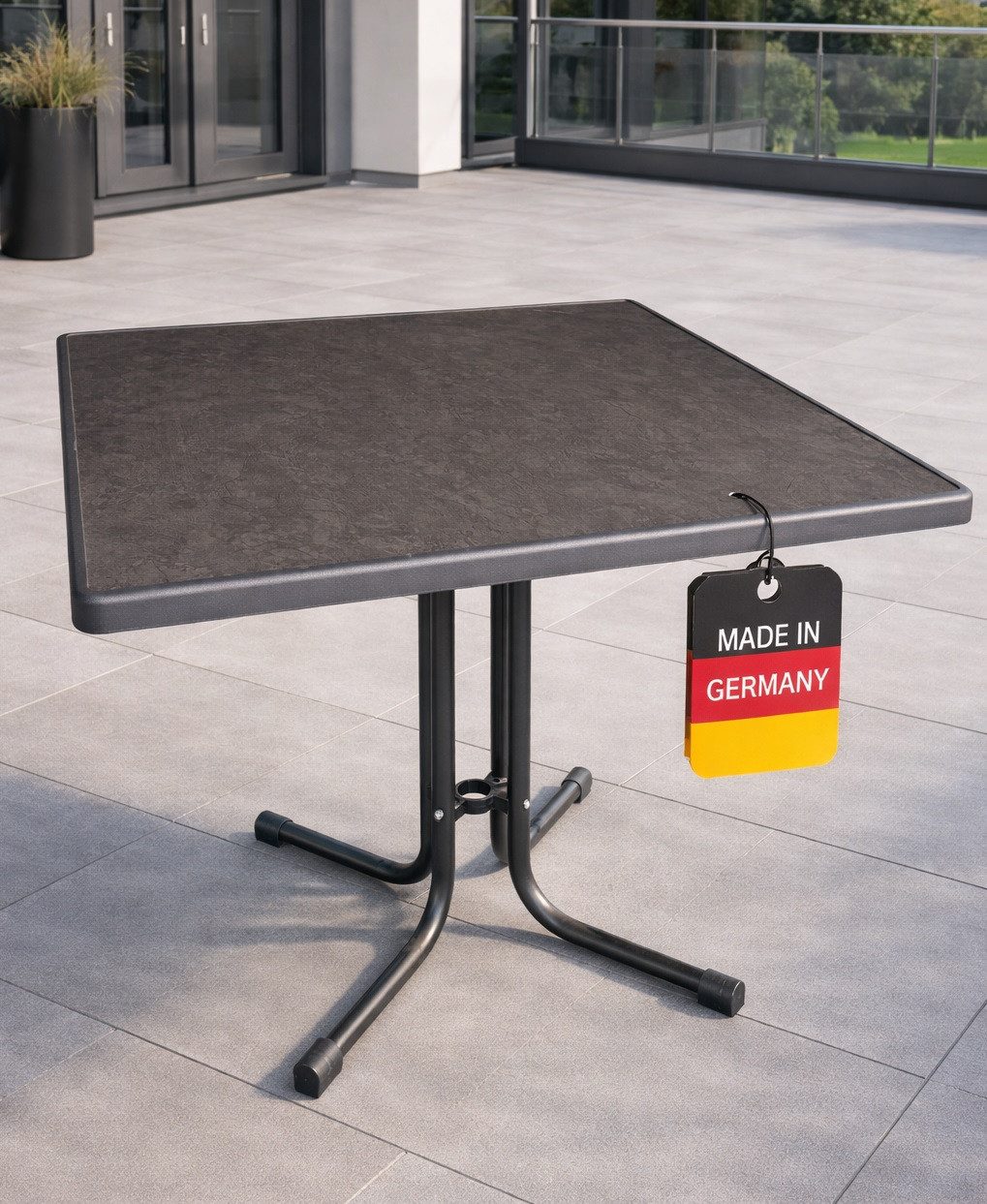 Gardissimo Gartentisch 80x80 cm Schiefer Balkontisch Klapptisch (1 Tisch, 1-St., 1 Tisch), Made in Germany klappbar wetterfest kratzfest