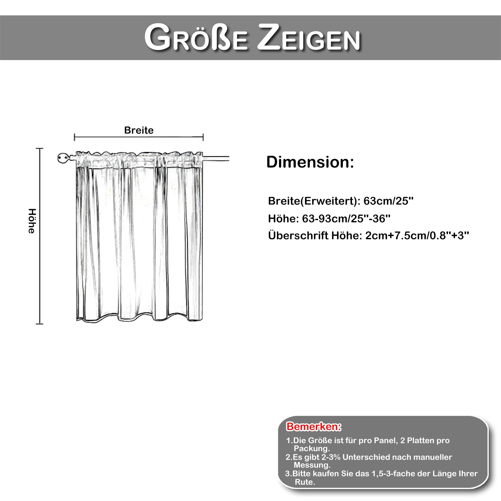 BTTO V&G Scheibengardine Voile Gardinen Bistrogardine,Kurze Vorhänge mit St günstig online kaufen