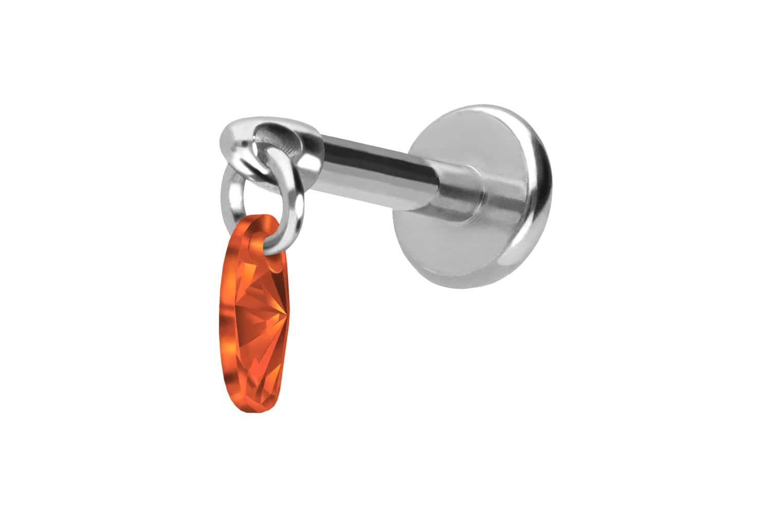 PIERCINGLINE Piercing-Set Titan Labret mit Push Fit KRISTALLOVAL (Labrets, 1-tlg)