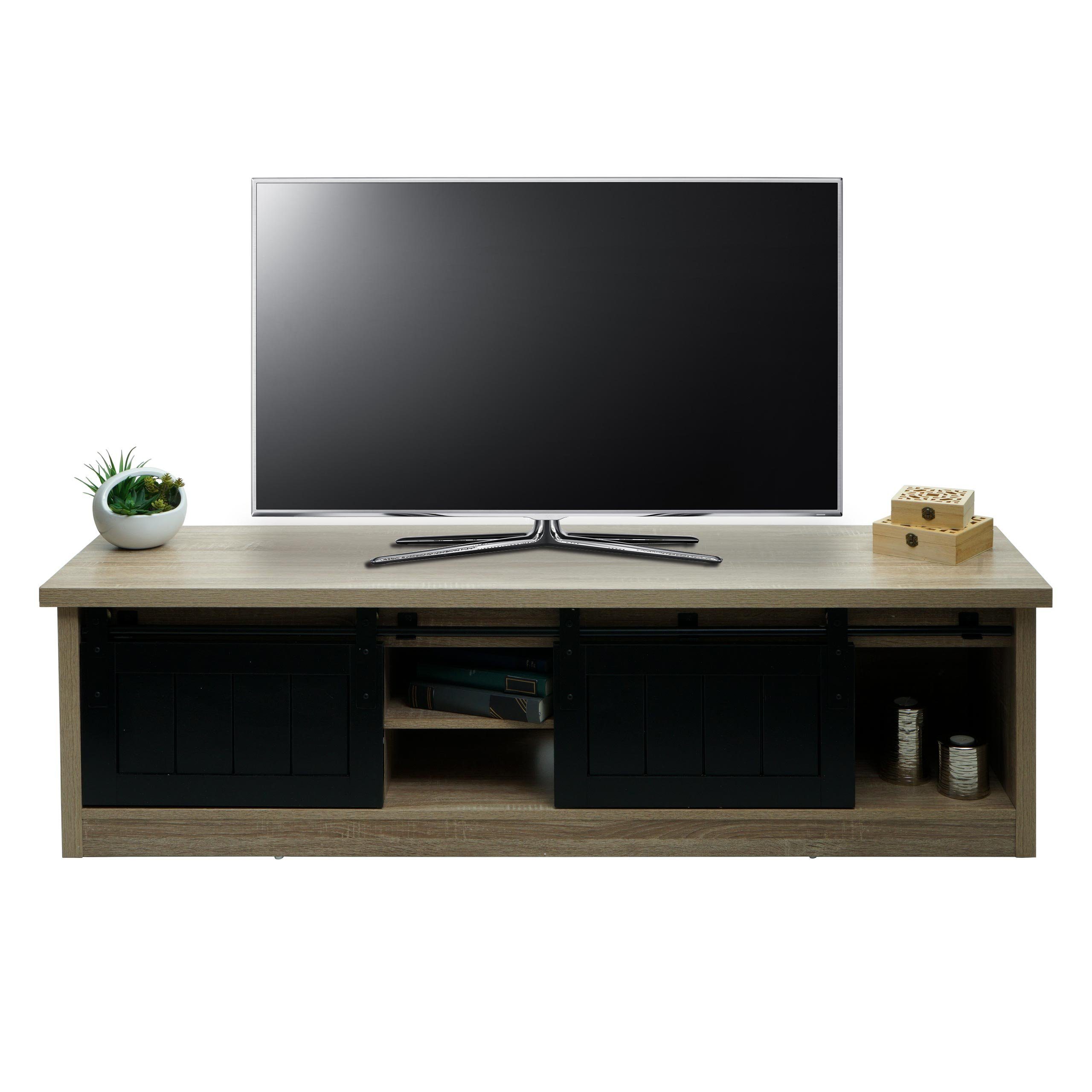 MCW TV-Rack MCW-K75-TV, Türen lassen sich individuell auf der Gleitschiene verschieben