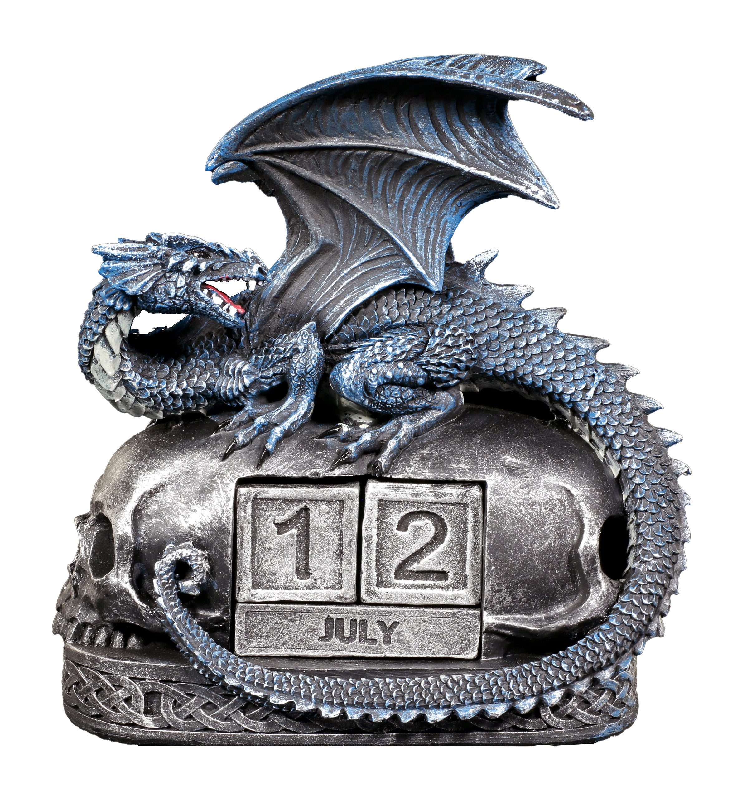 Figuren Shop GmbH Tischkalender Drachen Figur als Kalender - Year Keeper - Fantasy Tischkalendar