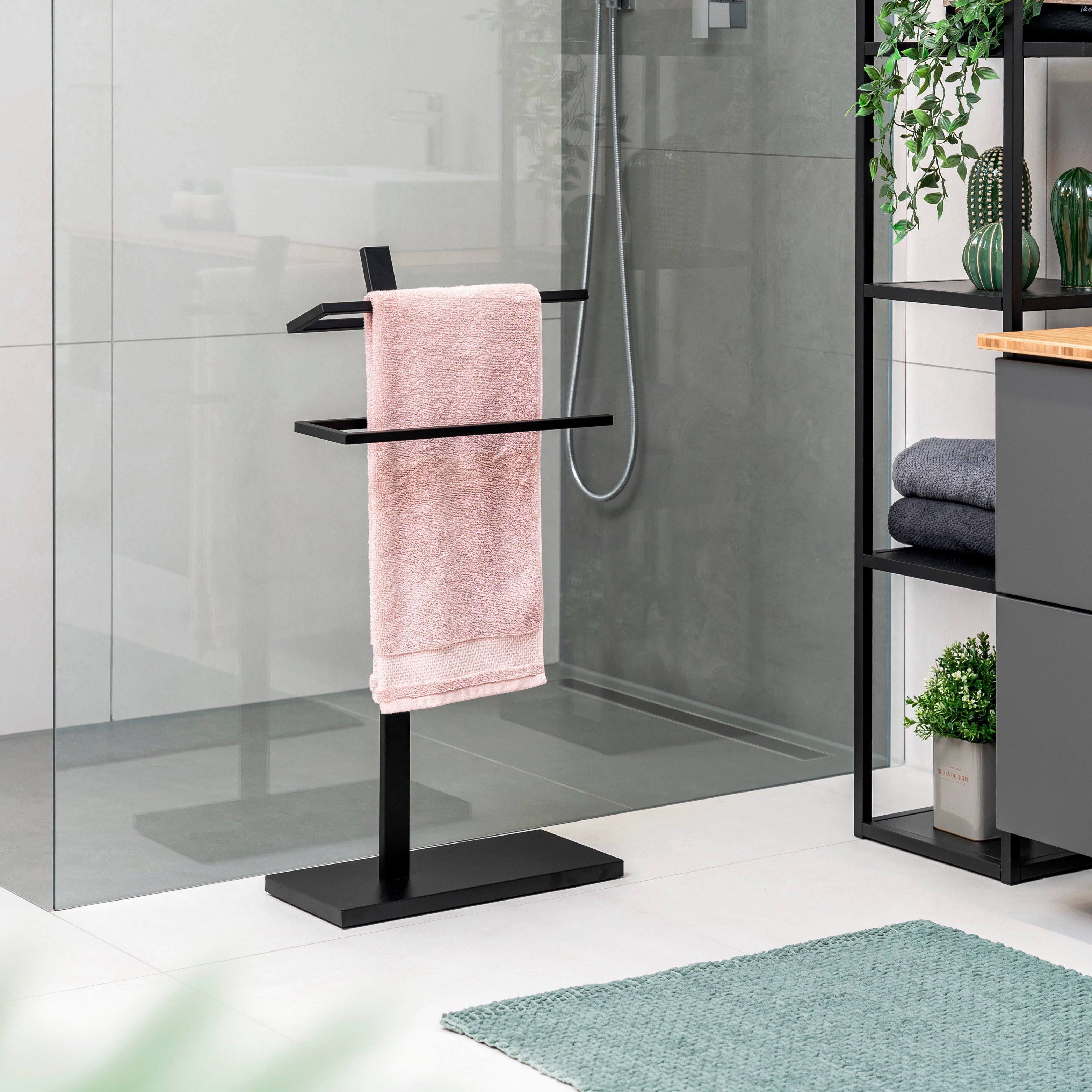 eluno Handtuchständer Stand-Handtuchhalter, aus Metall, schwarz günstig online kaufen