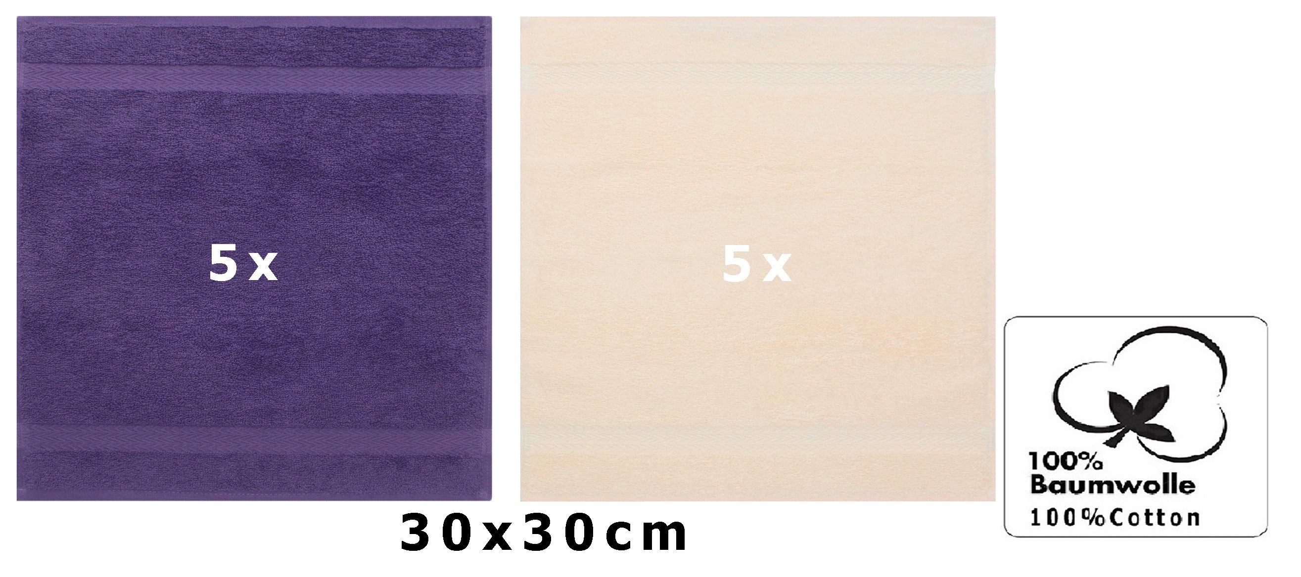 Betz Seiftuch 10 Stück Seiftücher Premium Farbe lila und beige, Baumwolle (Set, 10-St)