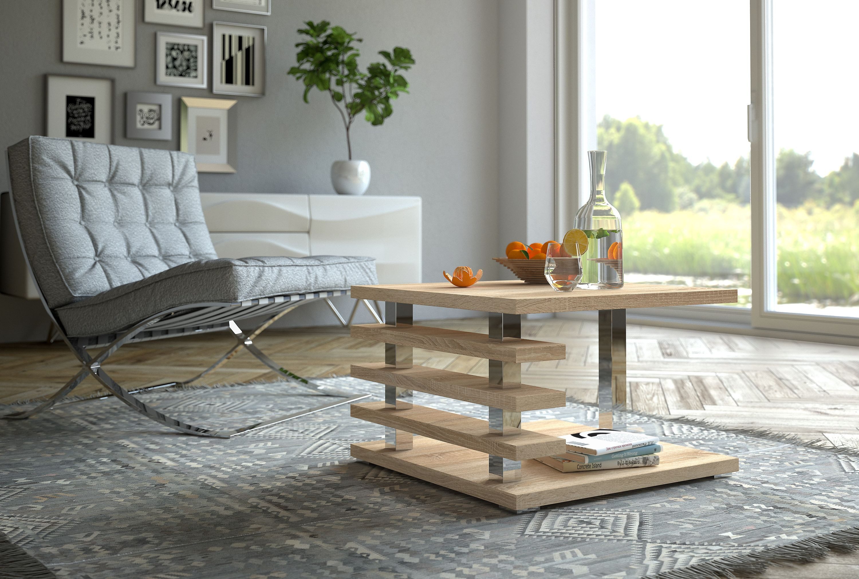 designimpex Couchtisch DC-2 Sonoma Eiche Wohnzimmertisch 60x60x40cm