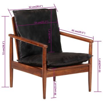 DOTMALL Sessel Echtleder Akazienholz,Sitzhöhe vom Boden: 30 cm