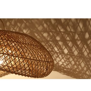 Casa Moro Deckenleuchten Rattan Lampe LUNA in Wellen Form handgemachte Pendelleuchte, ohne Leuchtmittel, moderne Hängelampe in Natur Beige