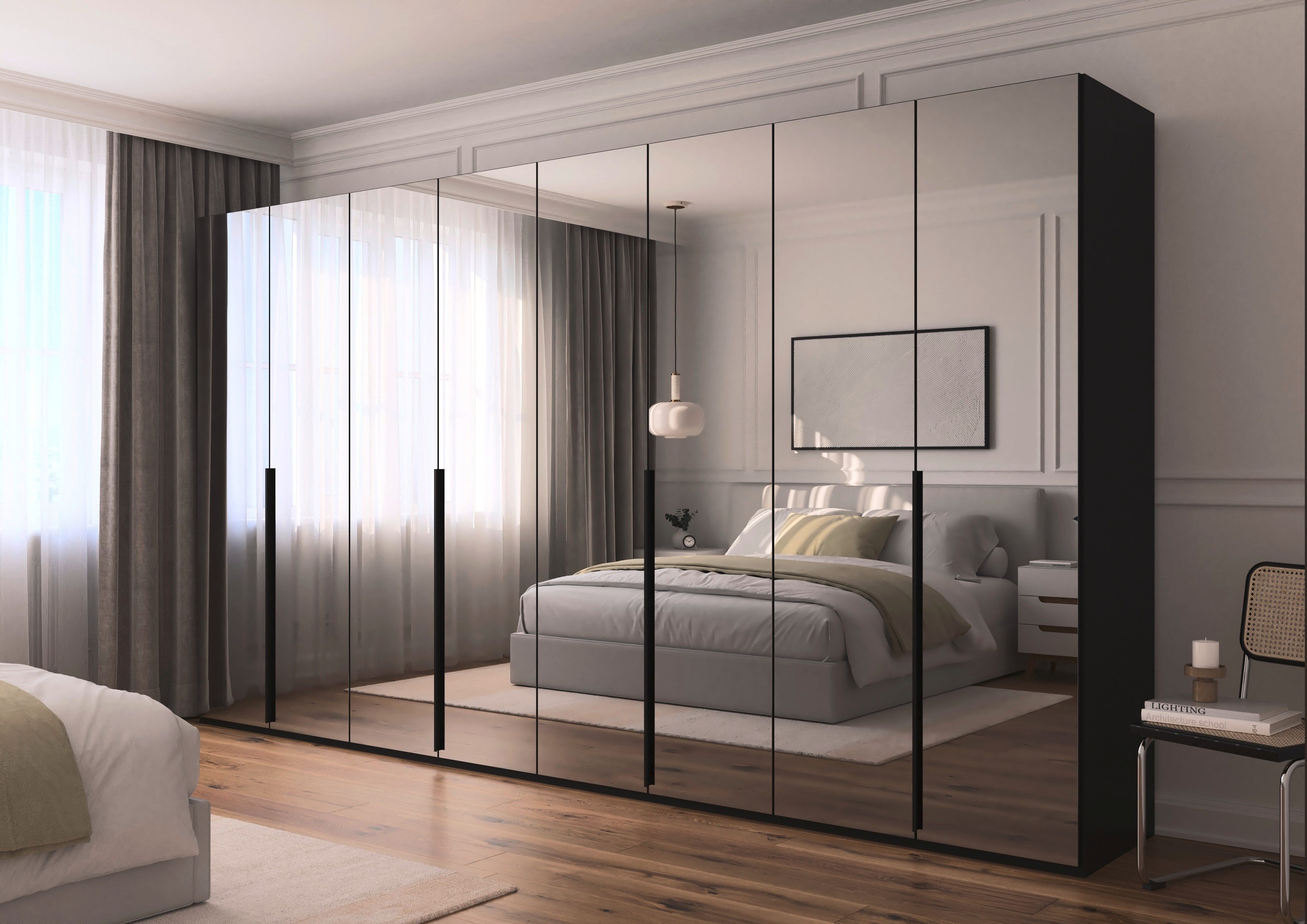 LeGer Home by Lena Gercke Kleiderschrank Schrank Garderobe Ankleide Schlafzimmer Flur SERINA Eyecatcher (3 verschiedene Ausstattungen BASIC/CLASSIC/PREMIUM (inkl. SOFT-CLOSE) in 6 Breiten (101 - 401 cm) mit Front Glas oder Dekor MADE IN GERMANY