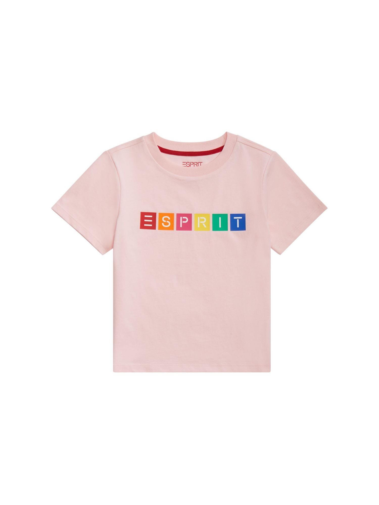 Esprit T-Shirt T-Shirt aus Bio-Baumwolle mit geometrischem Logo (1-tlg) PASTEL PINK