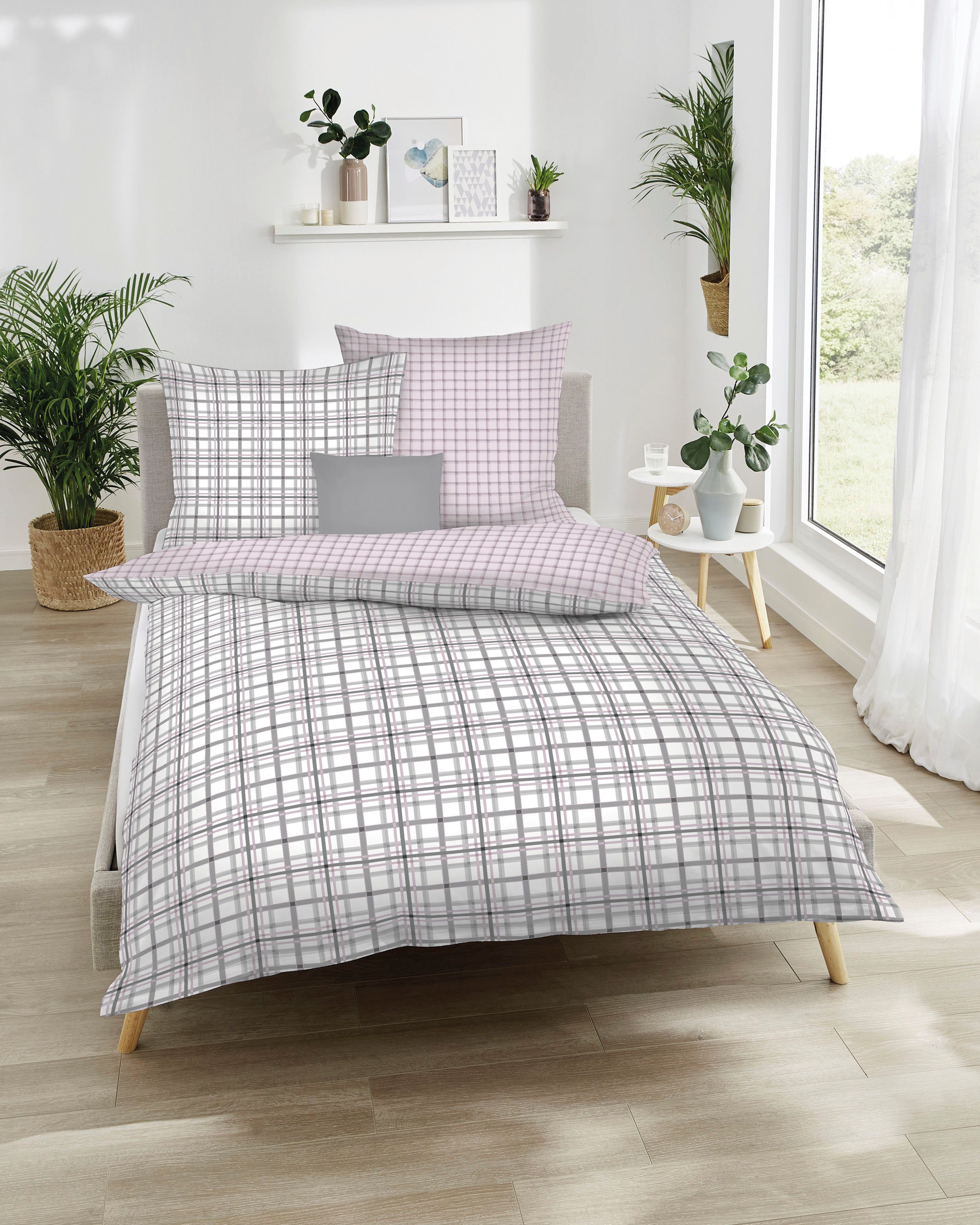 Kaeppel Wendebettwäsche Plaid, Mako-Satin, 2 teilig, angenehm wärmend