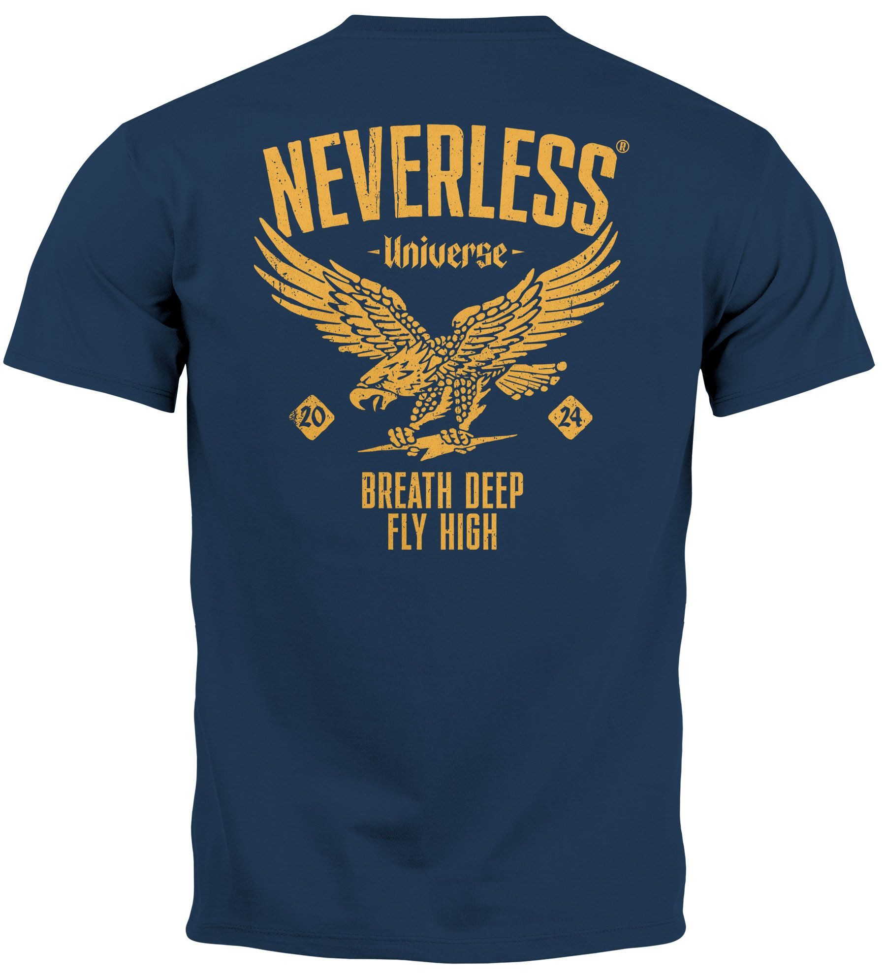 Neverless Print-Shirt Herren T-Shirt Backprint Herren Adler Eagle Print Retro Design mit Print