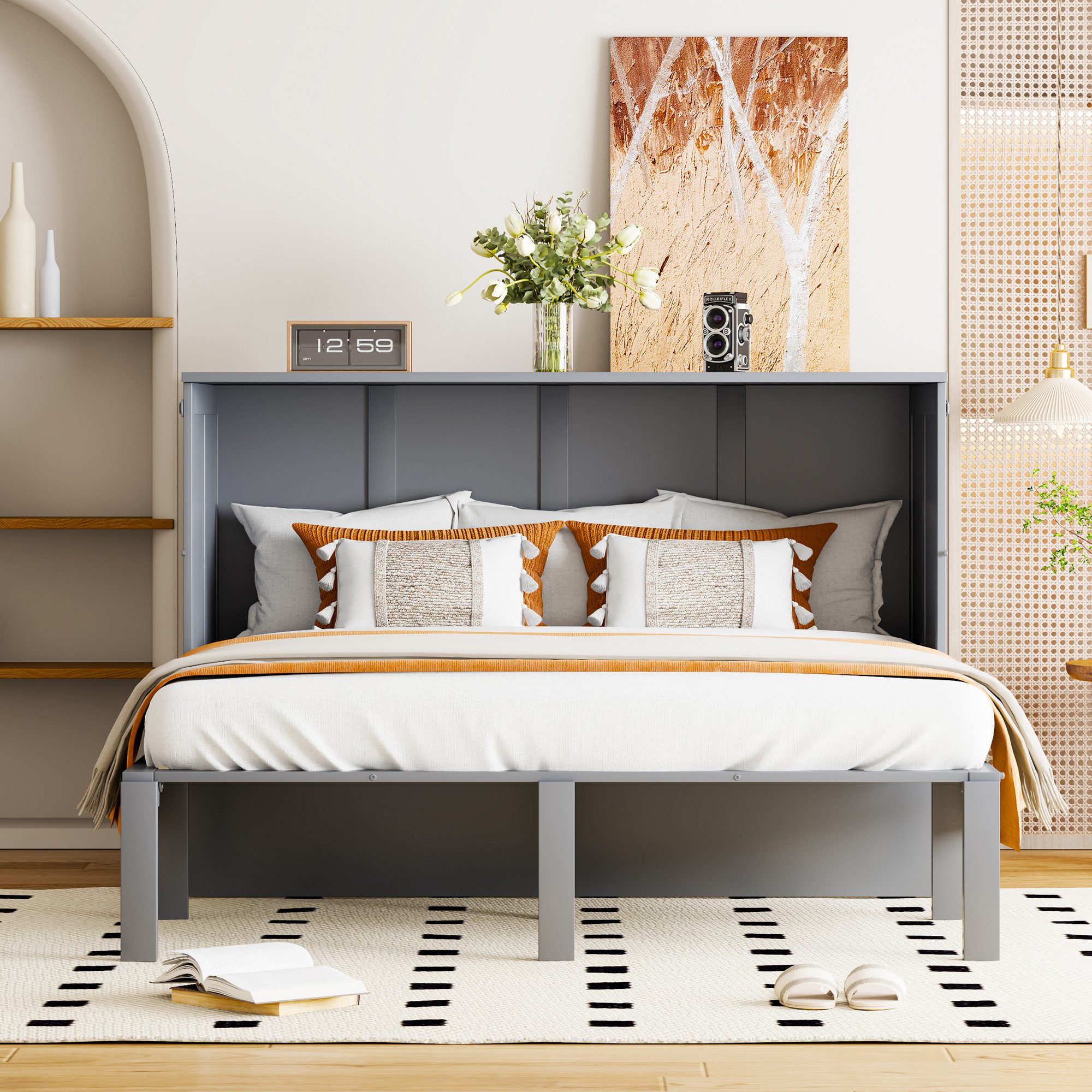 MODFU Funktionsbett Vertikales Klappbett (multifunktionales Klapp-Schrankbett mit Ablagefläche), ohne Matratze