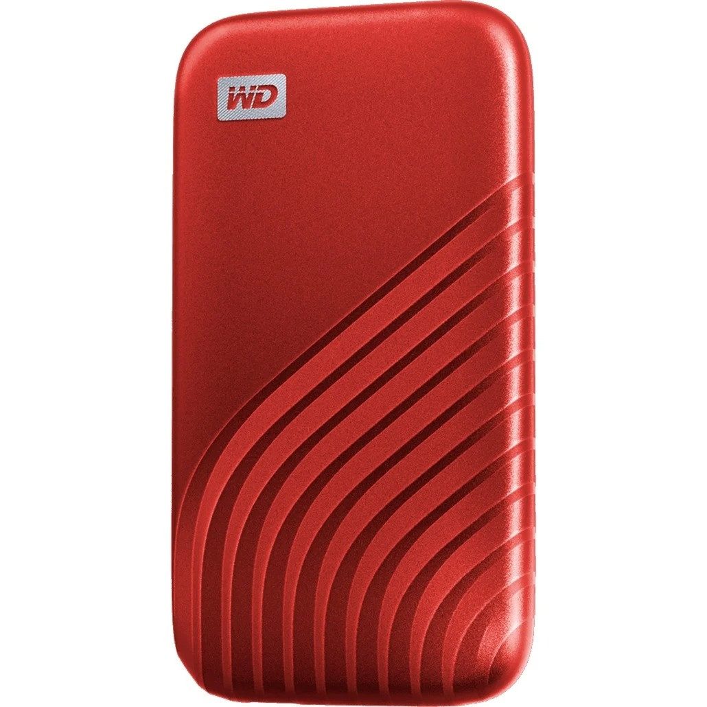 Western Digital WD My Passport 2TB Rot Portable SSD USB-C 2000GB externe SSD (2 TB) 1050 MB/S Lesegeschwindigkeit, 1000 MB/S Schreibgeschwindigkeit, NVMe, 256-Bit AES, USB-C, Fallschutz, Stoßfest
