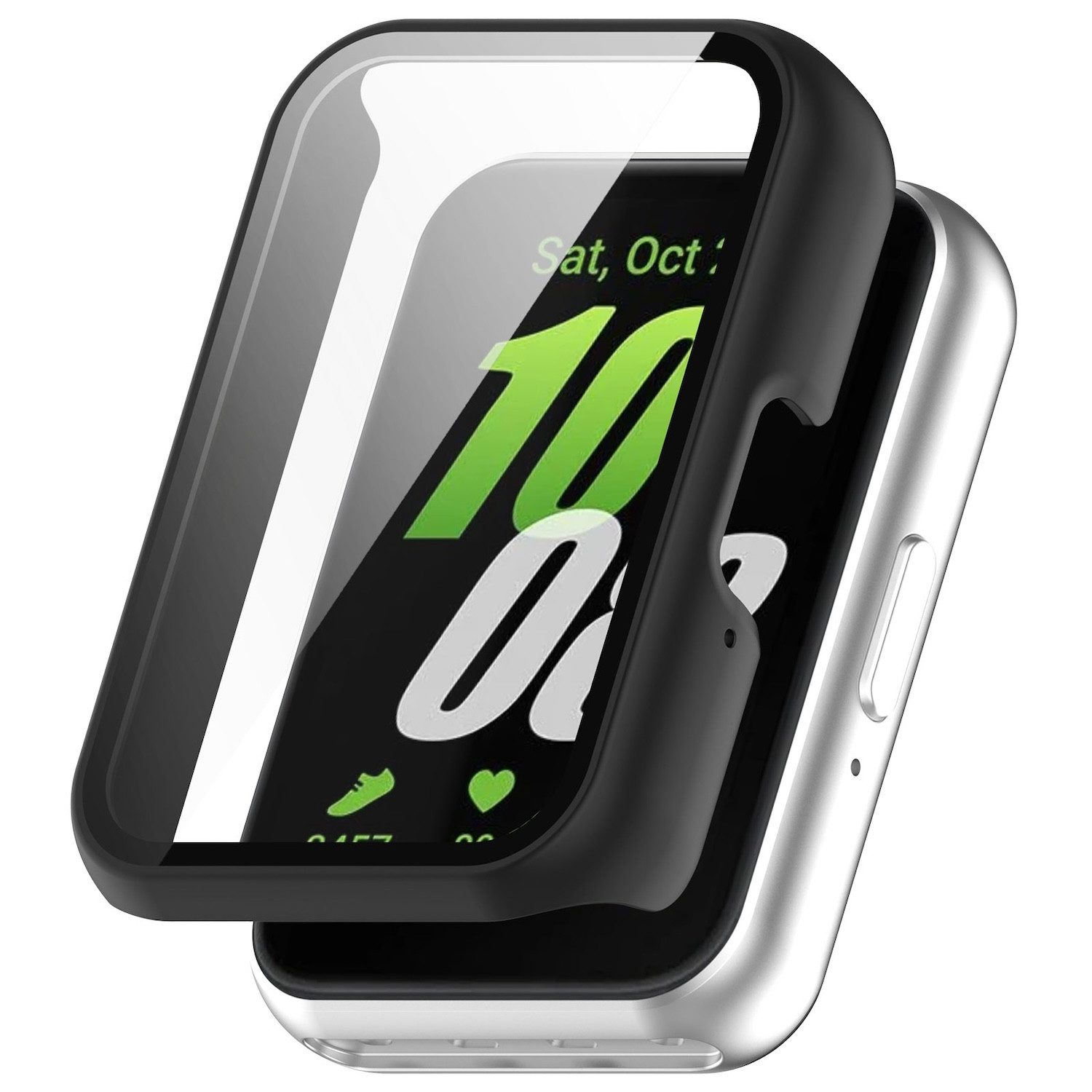 Wigento Smartwatch-Hülle Für Samsung Galaxy Fit 3 Kunststoff Smart Watch Hülle + H9 Schutzglas