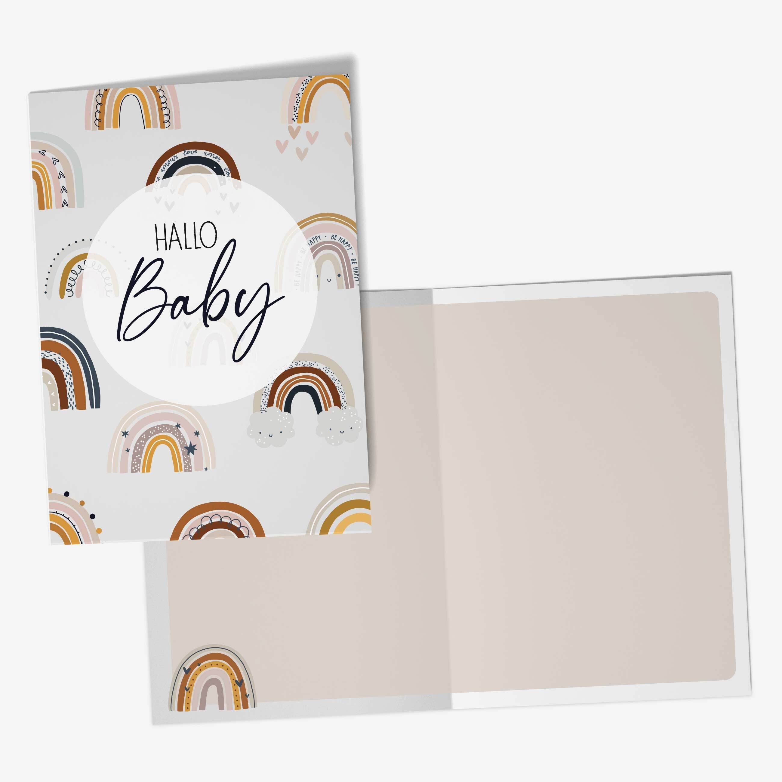 PAPIERDRACHEN Klappkarte 6 Glückwunschkarten zur Geburt - Baby Klappkarten mit Umschlag