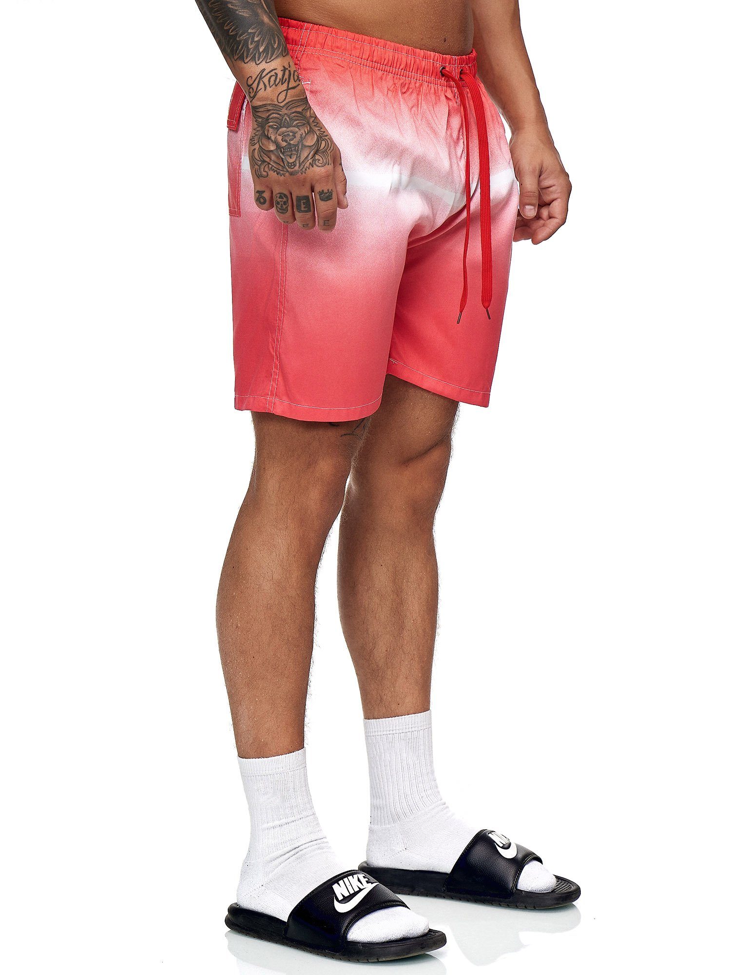 OneRedox Shorts BH200 (Kurze Hose Fitness Bermudas Sweatpants, im Casual 1-tlg., Freizeit 200 modischem Design) Rot