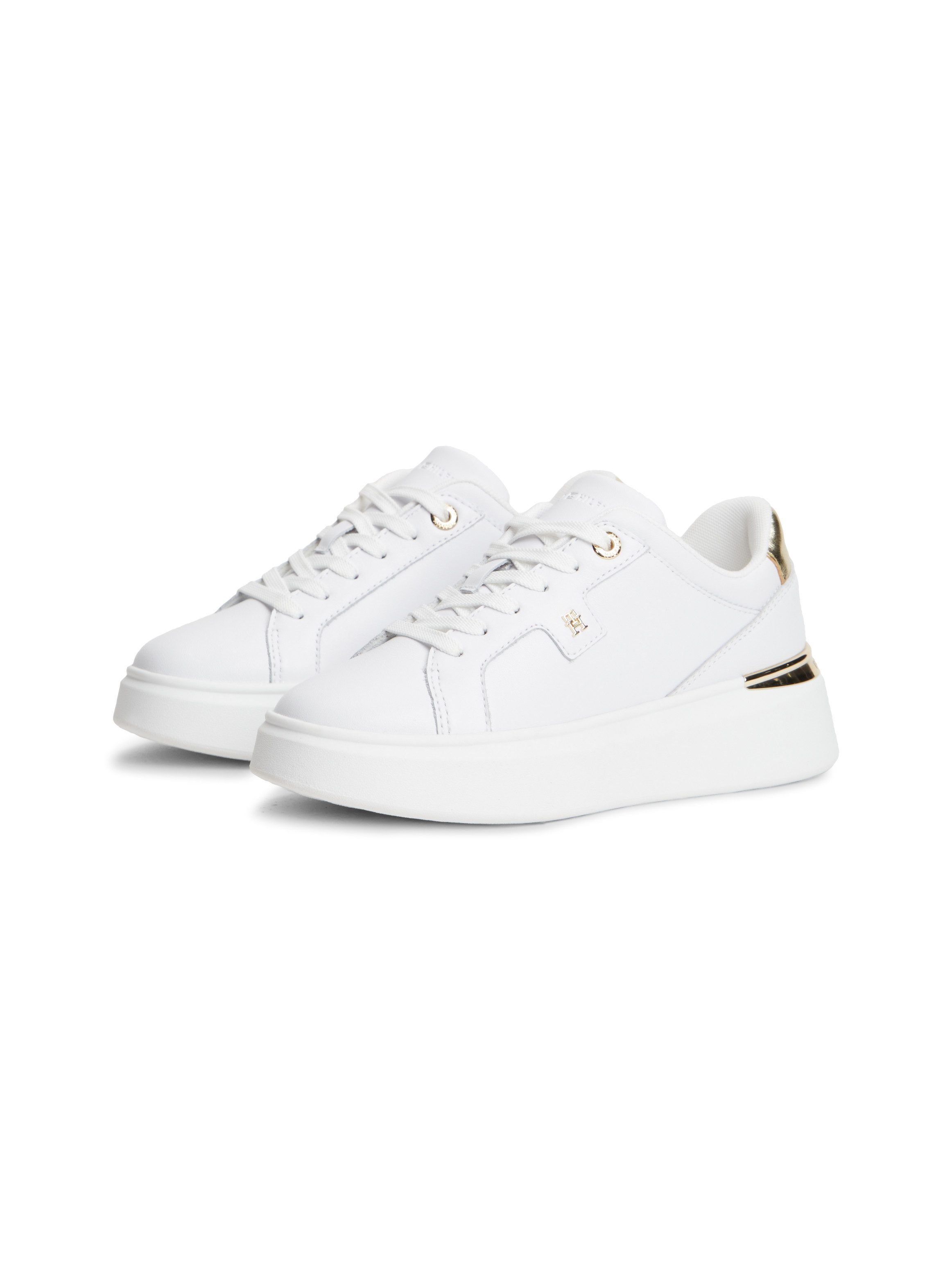 Tommy Hilfiger TH PLATFORM CHIC SNEAKER Plateausneaker Freizeitschuh, Halbschuh, Schnürer mit goldfarbenen Fersen-Details