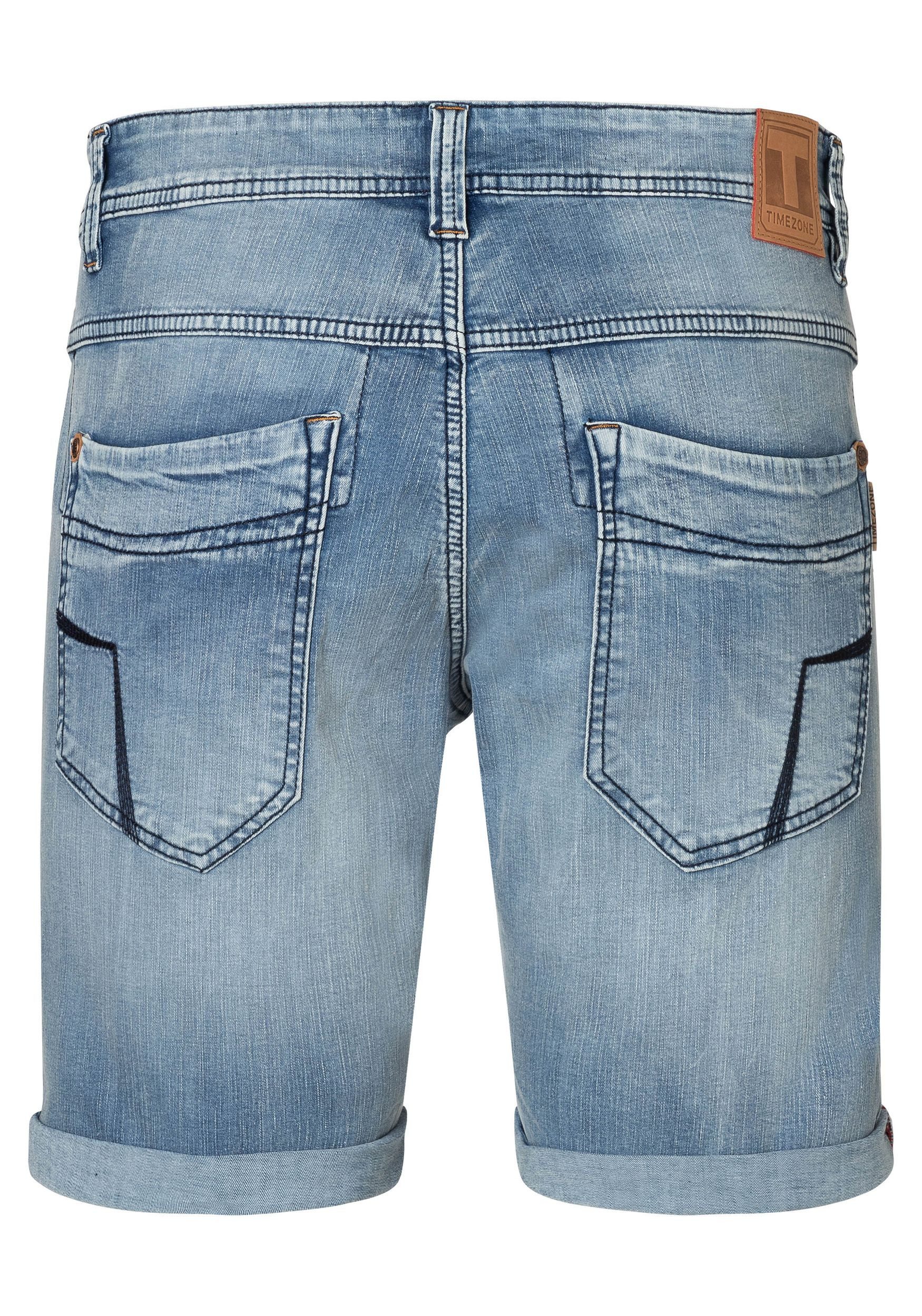 TIMEZONE Jeansshorts Männer Regular Fit für Herren Baumwolle Regular Fit unifarben atmungsaktiv Reißverschluss