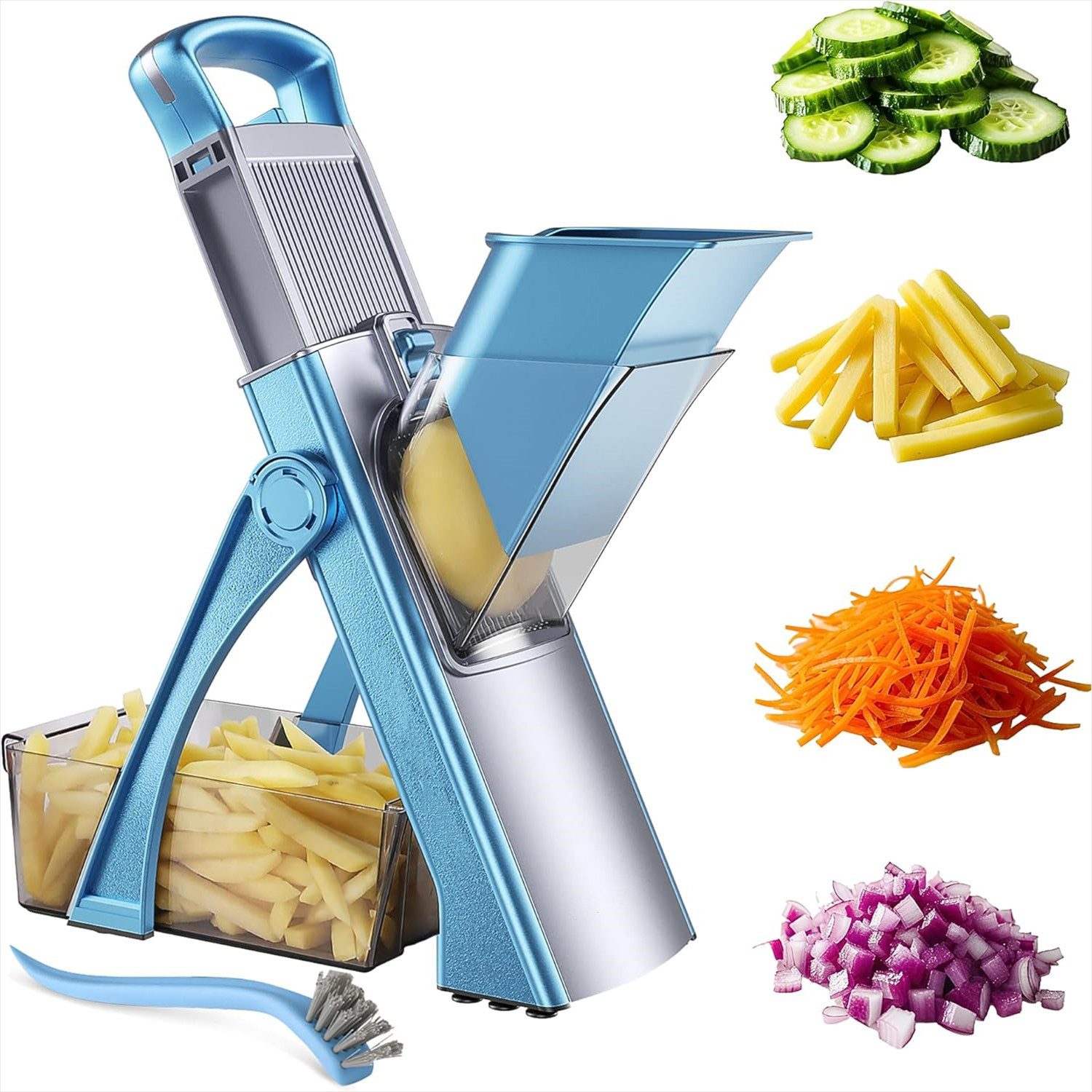 KingLux Gemüseschneider Gemüseschneider, Verstellbar Gemüsehobel Mandoline Vegetable Slicer