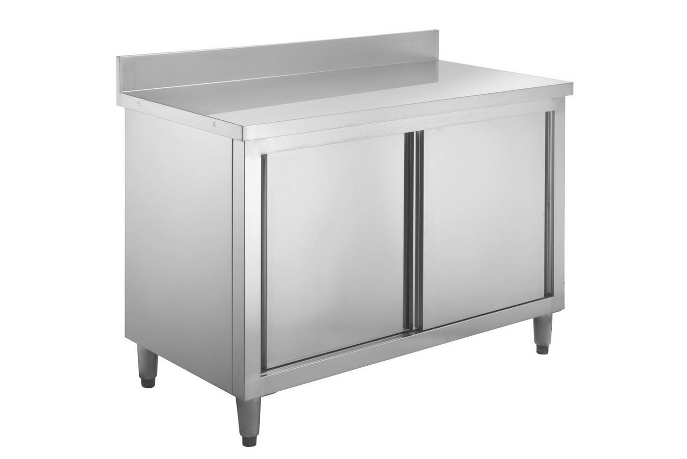 GastroHero Hochschrank Arbeitsschrank Edelstahl 160x60 cm mit Aufkantung 100 mm, Stauraum Hygienische Arbeitsfläche, Spritzschutz, professioneller Dauereinsatz