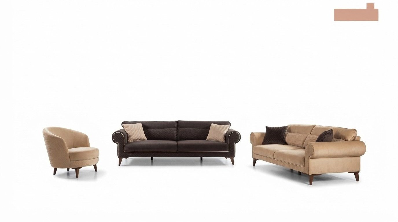 Xlmoebel Polstergarnitur Sofagarnitur 3+3+1 aus Stoff, 3-teilig, mit Sesseln, (Sofagarnitur, 3-tlg., 3+3+1), Made in Europa