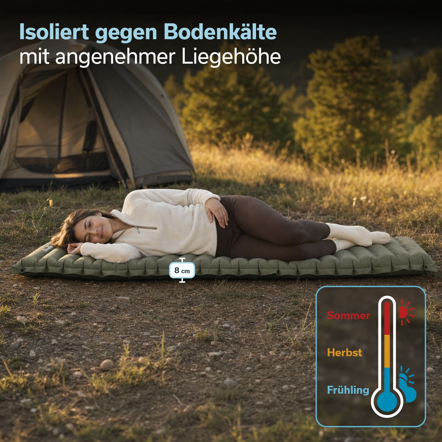 Skandika Luftmatratze Dromluft, aufblasbare Matratze, 205 x 65 x 8 cm, integrierte Fußpumpe, (Passende Tragetasche, Material 75D Pongee-Gewebe, TPU-beschichtet), Druckknopfleiste zum Kombinieren mehrerer Matratzen, Max. 150 kg