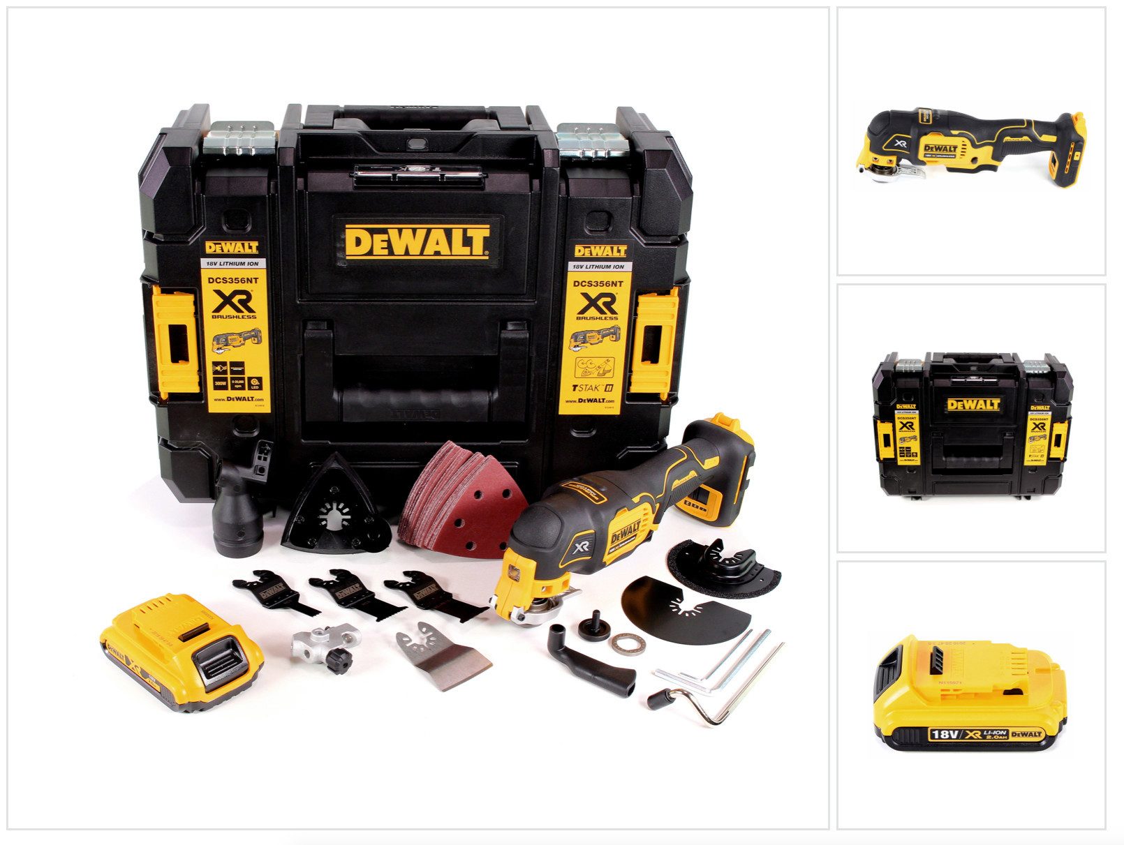 DeWalt Akku-Multifunktionswerkzeug DCS 356 NT Akku Multitool 18 V Brushless + 1x Akku 2,0 Ah