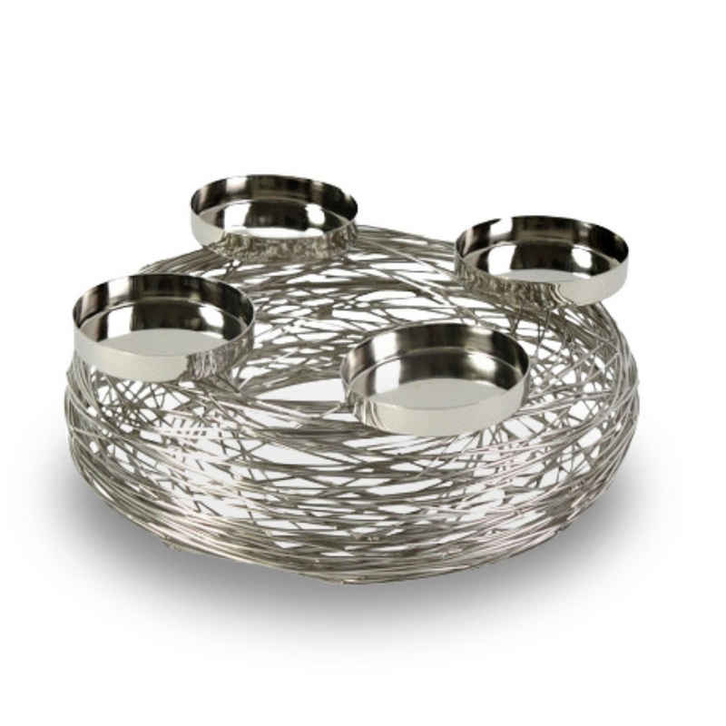 Bada Bing Adventsleuchter Adventskranz Metall Draht Silberne Streben Kerzenhalter (für Stumpenkerzen, Kranz Ø 28 cm), aus Edelstahl