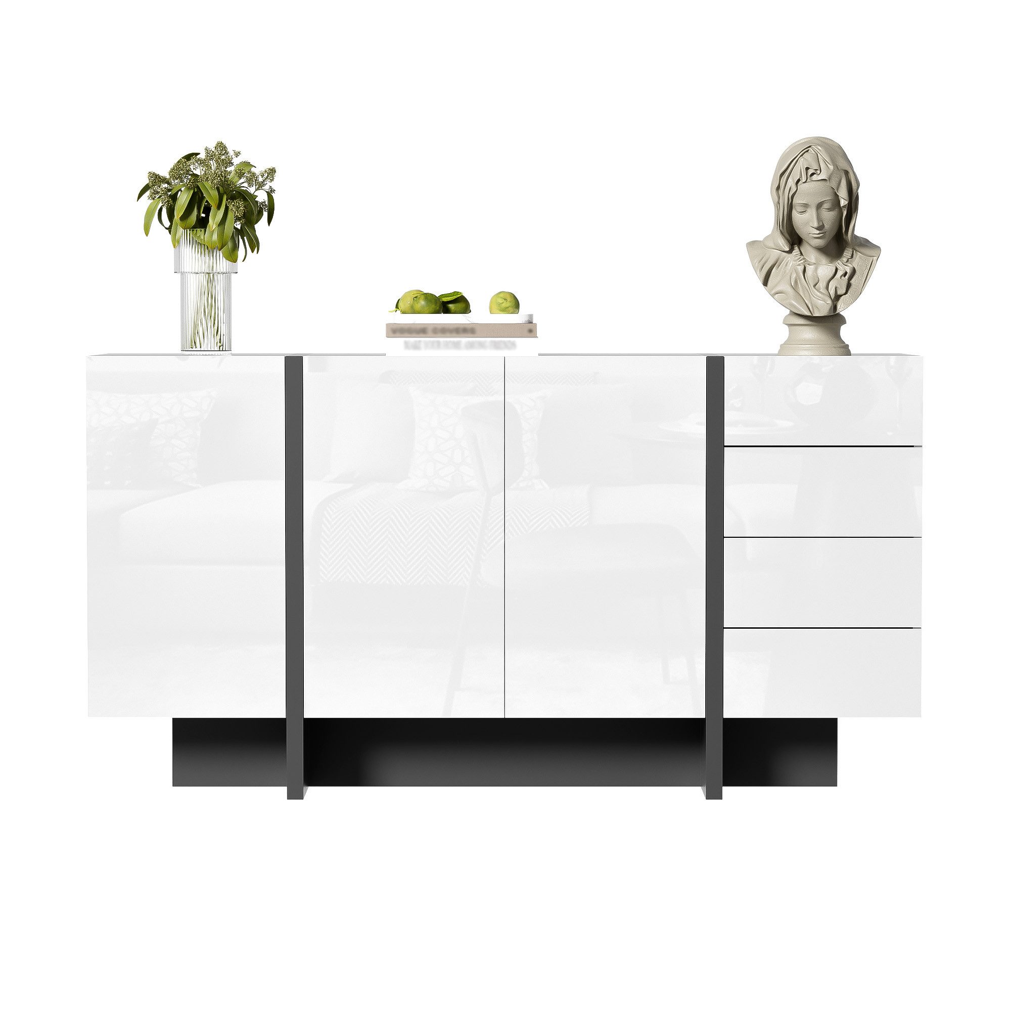 Sideboard Sideboard,moderner und schlichter Anrichte mit 2Türen und 4 Schubladen