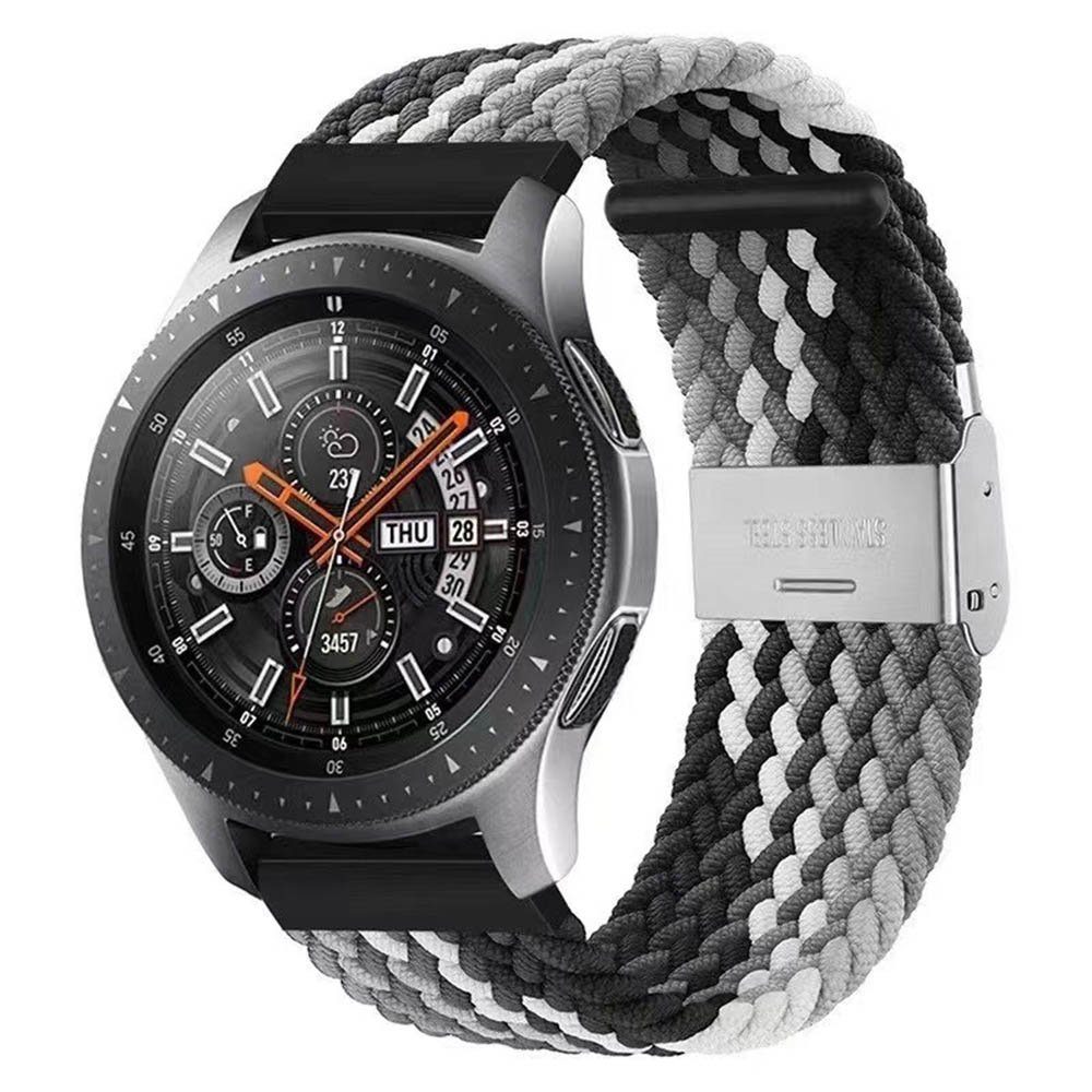 Sunicol Uhrenarmband 20mm/ 22mm, verstellbar, Nylon geflochten, Ersatzarmband mit Schließe Grau und Weiß