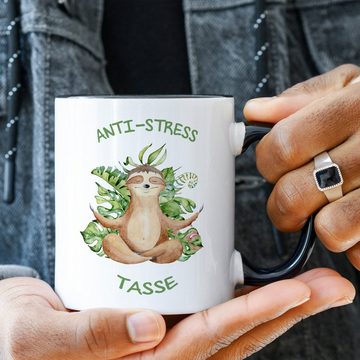 GRAVURZEILE Tasse mit Spruch Anti-Stress Tasse, Keramik, Farbe: Schwarz & Weiß