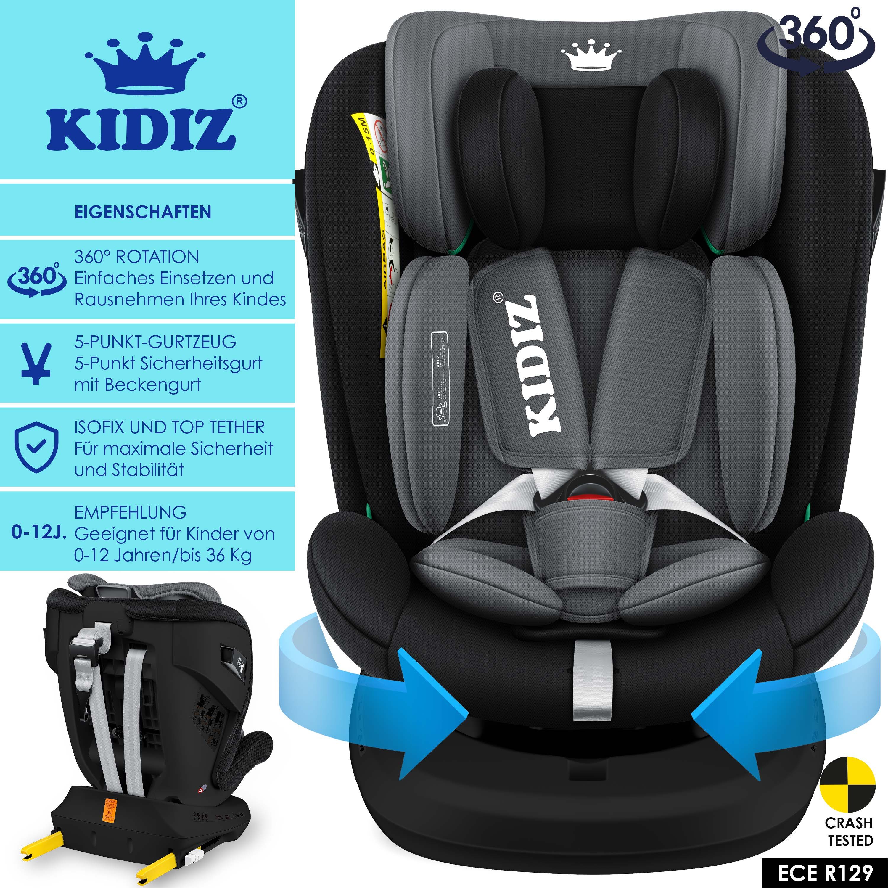 KIDIZ Autokindersitz, Kindersitz Baby Autositz Kinderautositz Isofix Top Tether 360