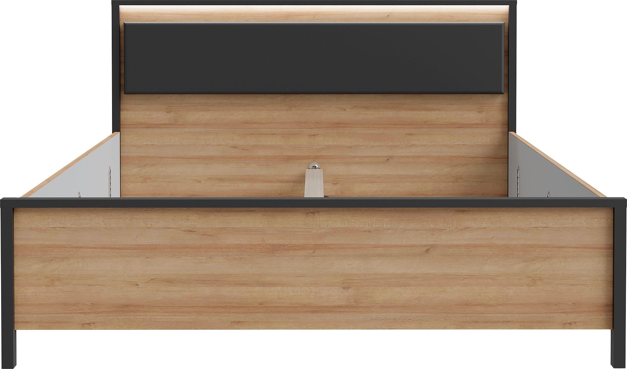 FORTE Bettgestell High Rock, Belastbar bis 240 KG (Liegefläche 160 cm x 200 cm), Kopfteil inklusive Beleuchtung