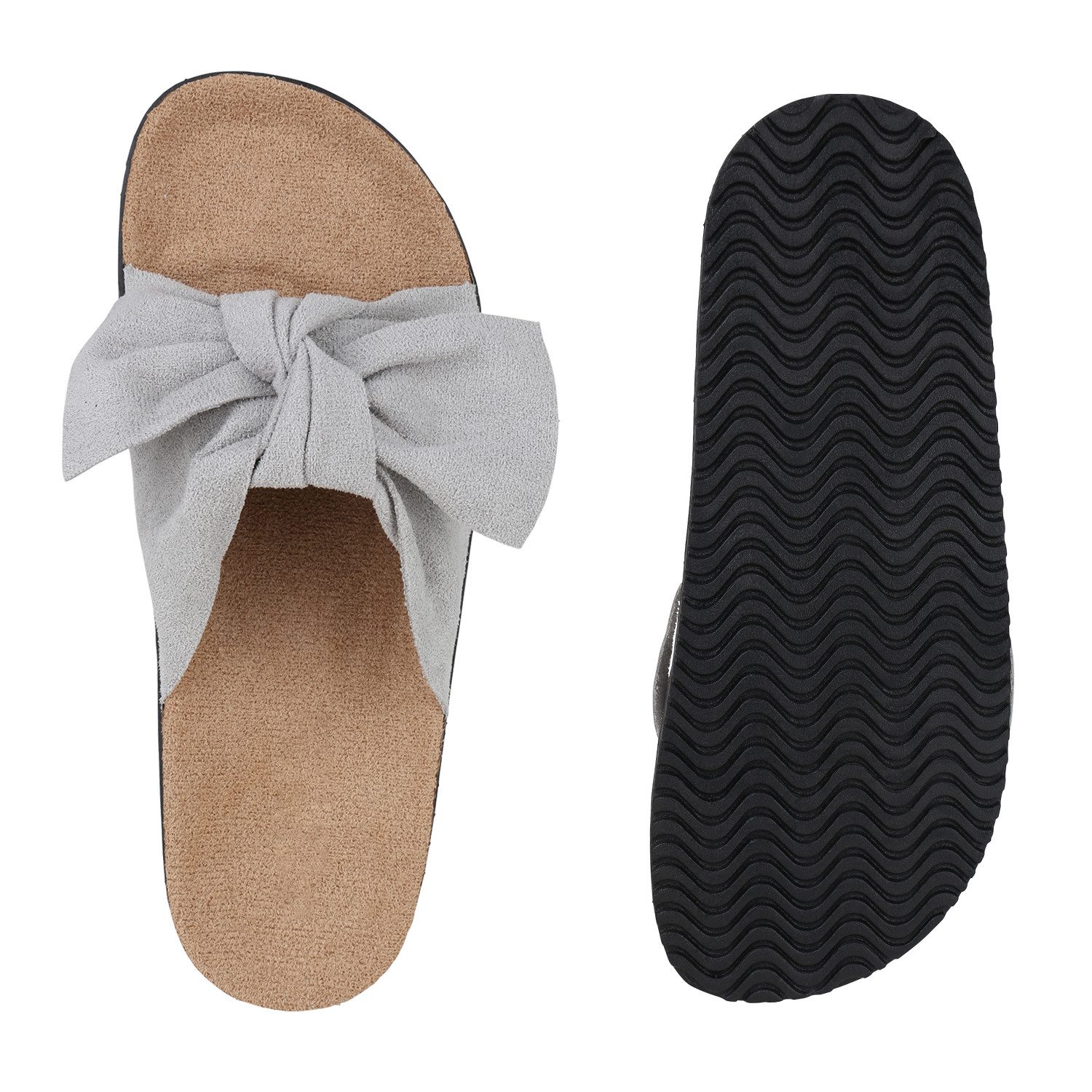VAN HILL 21590737 TH S67[TH] Damen Sandalen Grey 37 Pantolette Damen Pantoletten Sandalen Bequeme Schleifen Korkoptik