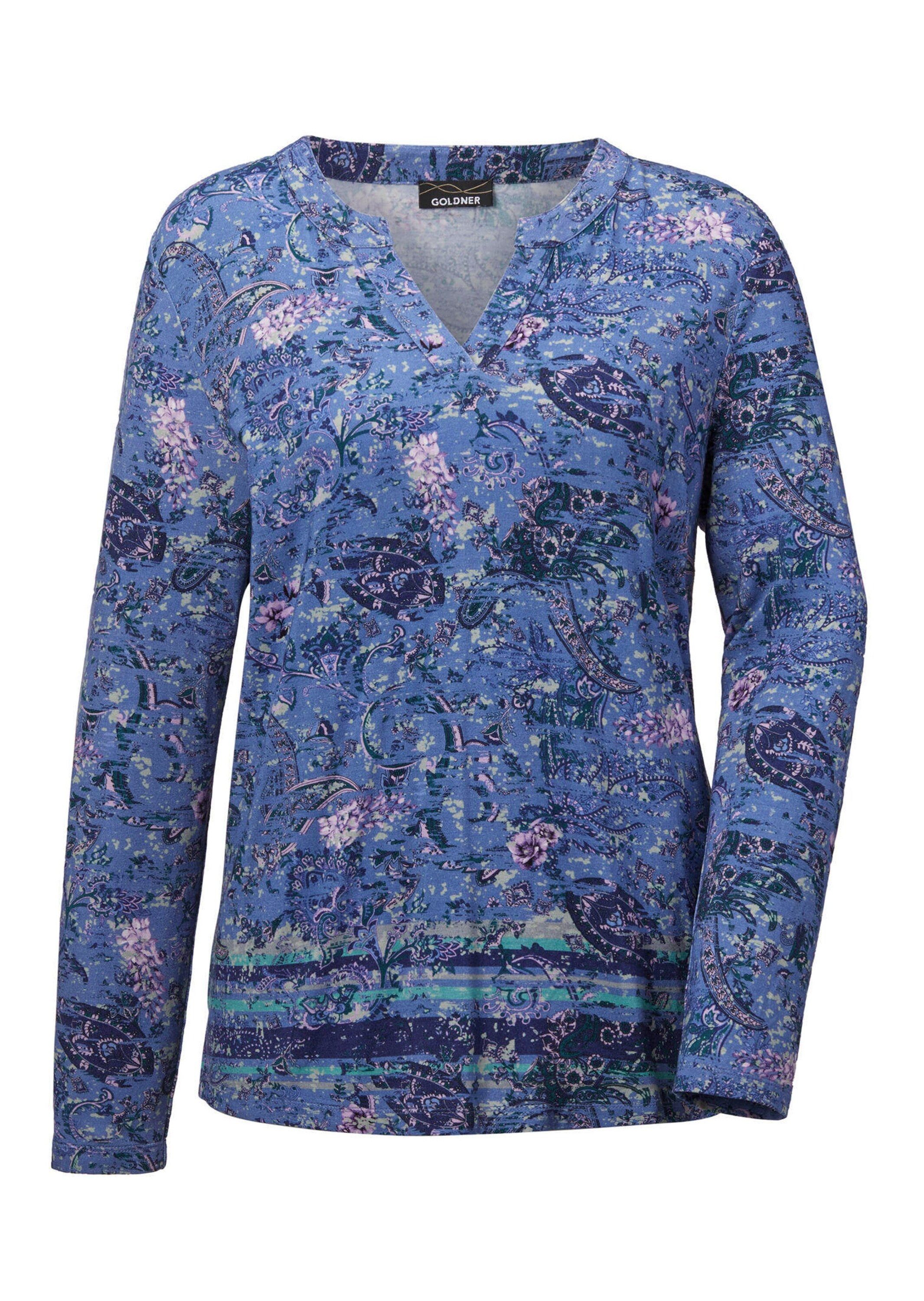 Print-Shirt Kurzgröße: Elegantes Blusenshirt, Paisley-Design