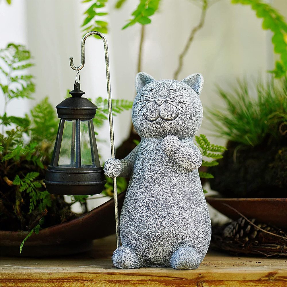 zggzerg LED Solarleuchte Solar Gartenfiguren, Katze Deko Gartenstatuen mit günstig online kaufen