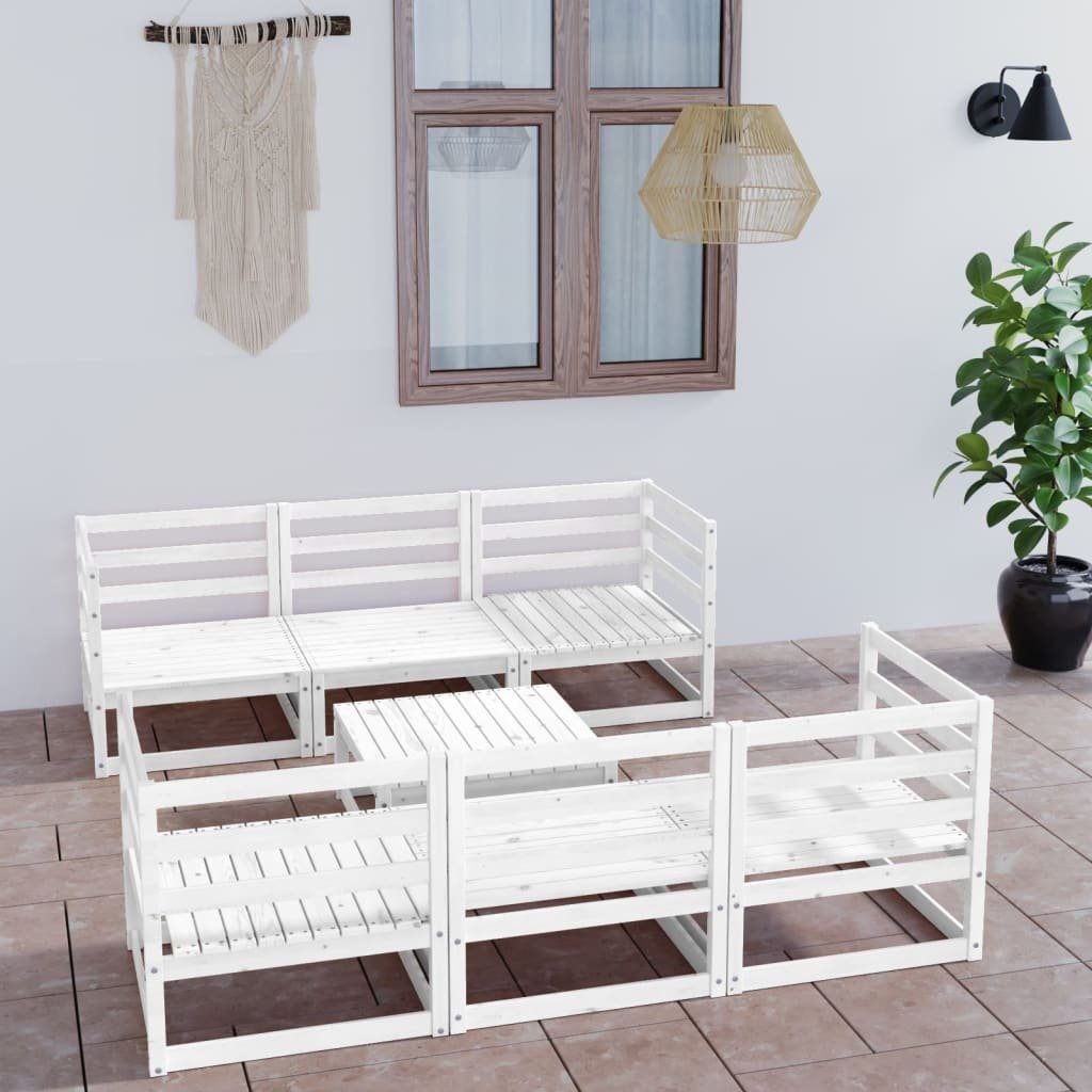 Garten-Lounge-Set 7-tlg. Massivholz, Kiefer vidaXL Gartenlounge-Set (1-tlg) Weiß