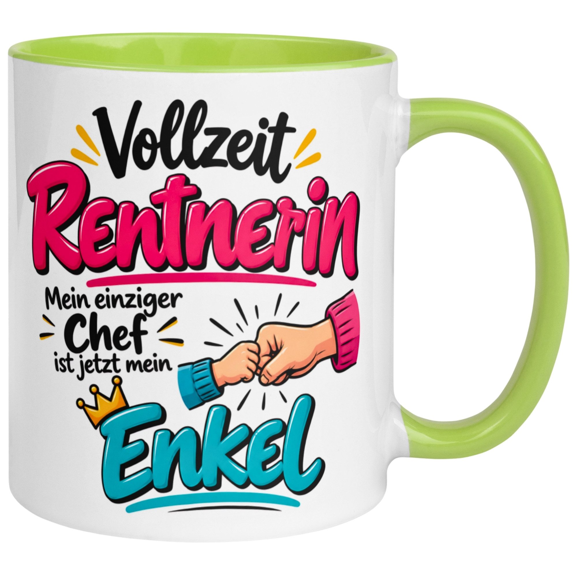 Momentals Tasse Rentnerin – „Einziger Chef ist jetzt mein Enkel“ – Geschenk Rente Frau, Gratis Versand · Links-&Rechtshänder · Spülmaschinenfest