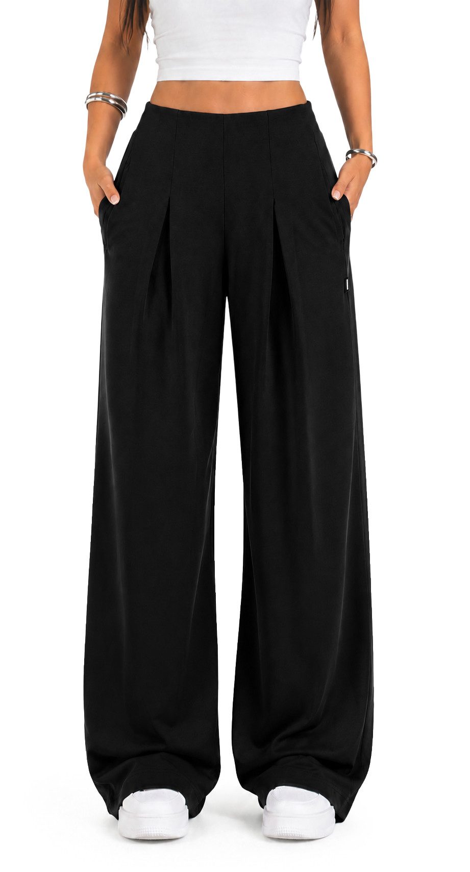 Smilodox Jogginghose Vanea Sweatpants Damen, Loose Fit, Wide Leg, Gym & Freizeit Slip-On, elastisch, weiches Strickmaterial, Bewegungsfreiheit