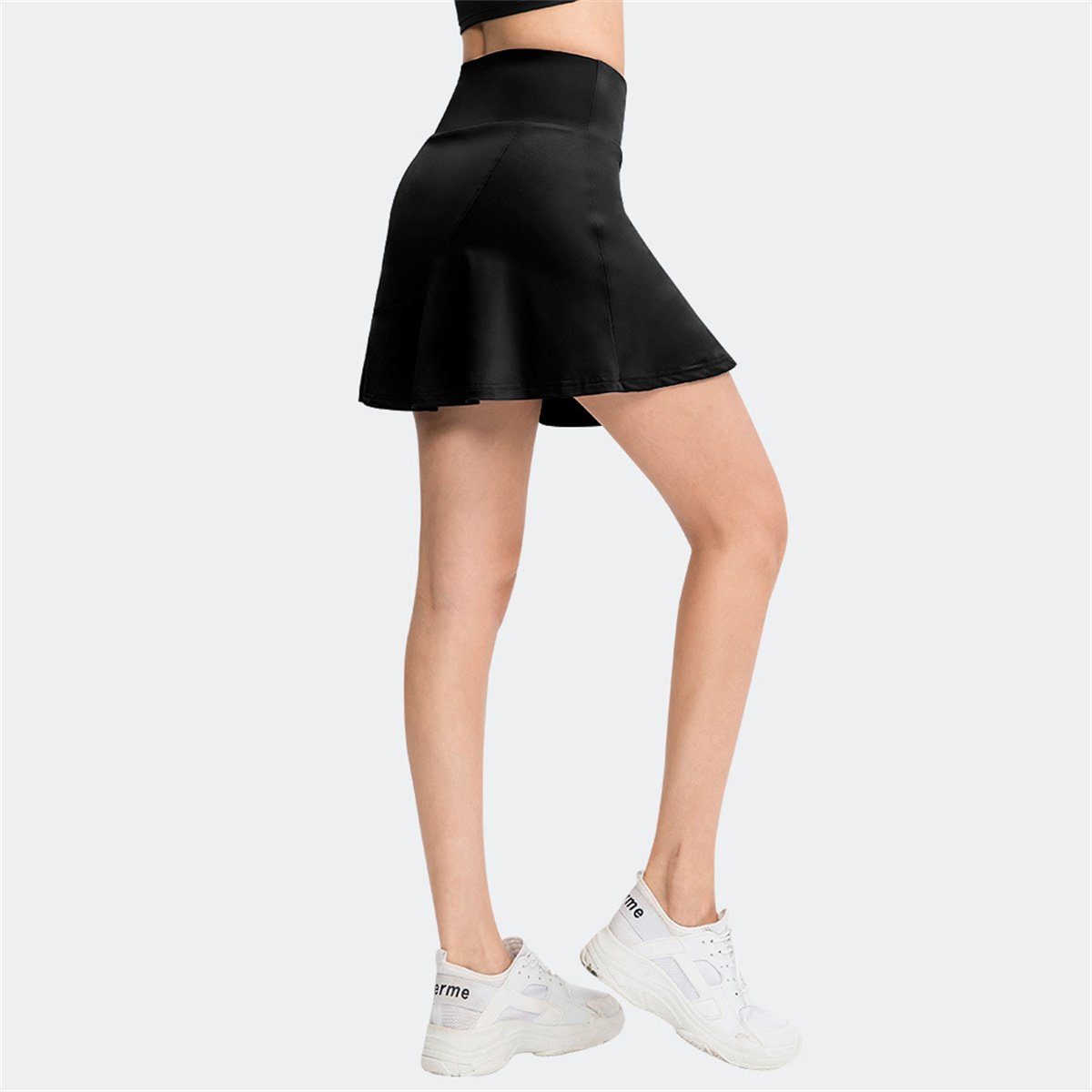 carefully selected Sporthose Anti-Licht-Schnell-Trockenlauf-Fitness-Culottes-Tennisrock für Damen Schwarz