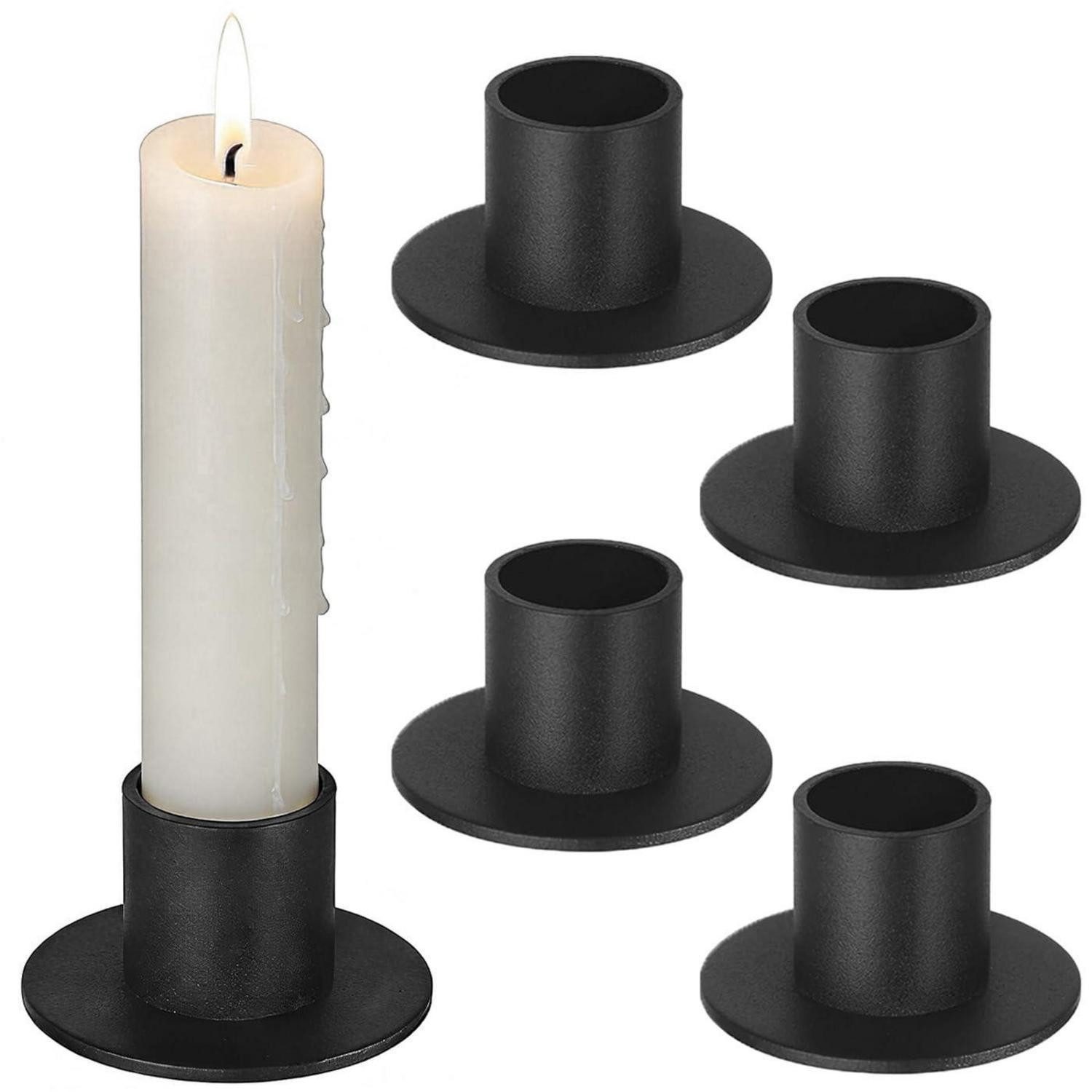 LuxusKollektion Kerzenständer Kerzenhalter Metall Schwarz 4 Stück (4 St)