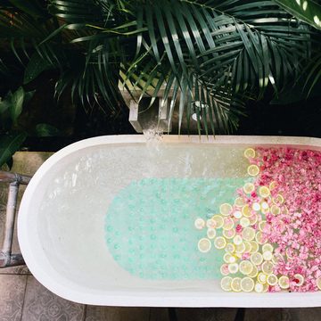 Badematte Badewannenmatte Steinoptik bunt relaxdays, Höhe 7 mm, Kunststoff, Grün