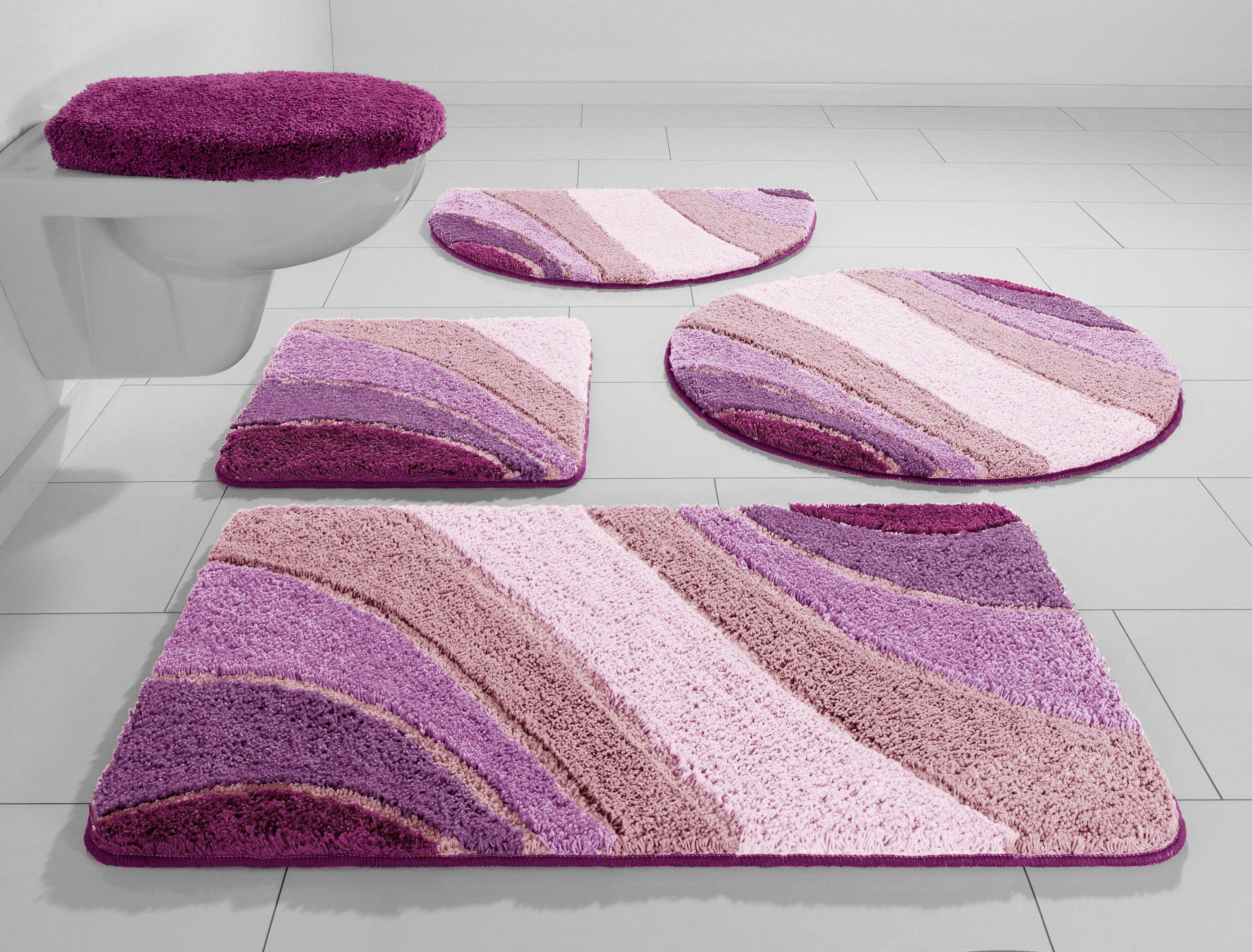my home Badematte Josie, Badvorleger, Badezimmer Teppich, Höhe 20 mm, rutschhemmend beschichtet, fußbodenheizungsgeeignet, schnell trocknend, strapazierfähig, Polyester, rechteckig, Badteppich, Badematten, rechteckig, rund & als 3-tlg. Set erhältlich