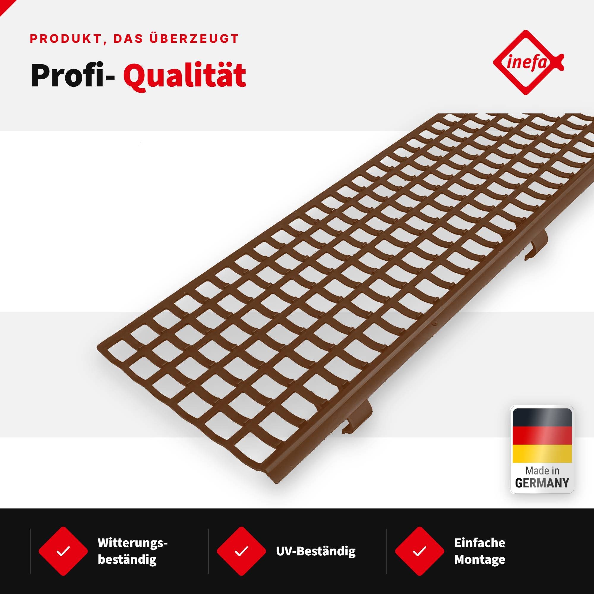 INEFA Dachrinne Laubfangstreifen Dachrinnen Laubschutz NW 100-150 (100-160mm), 100cm. 1 Stk., Dachrinnenschutz, Dachrinnenabdeckung Made in Germany – Bild 3 von 5
