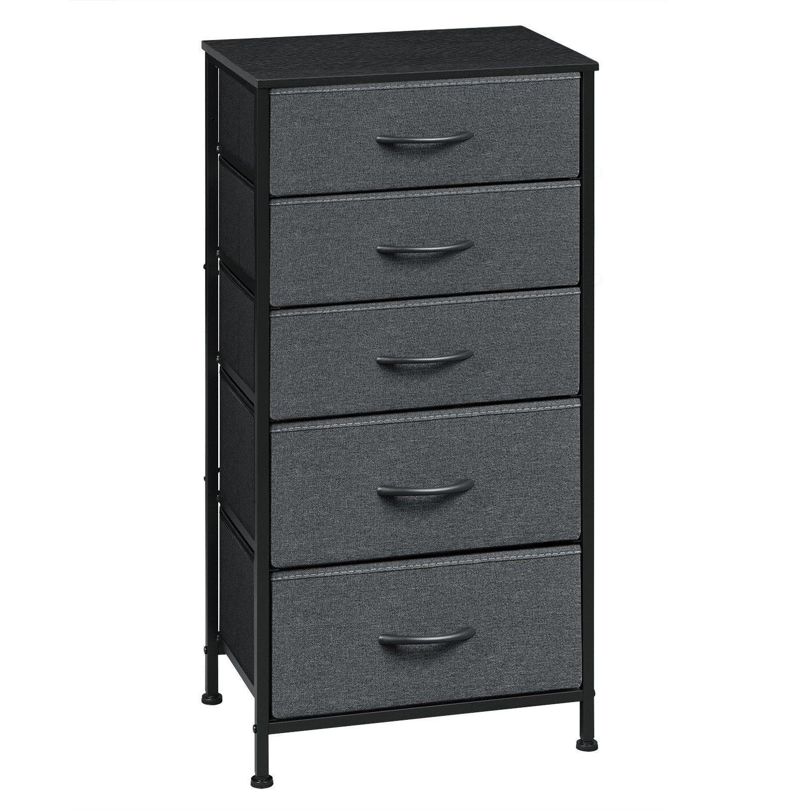 Woltu Hochkommode, aus Metallrahmen Holzwerkstoff, mit 5 Schubladen aus Stoff