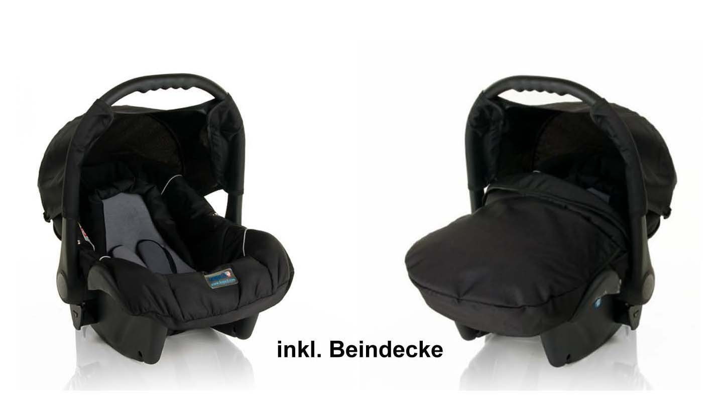 babies-on-wheels Kombi-Kinderwagen 3 in 18 Autositz Schwarz - Teile in - 15 1 inkl. Kinderwagen-Set Flash Farben