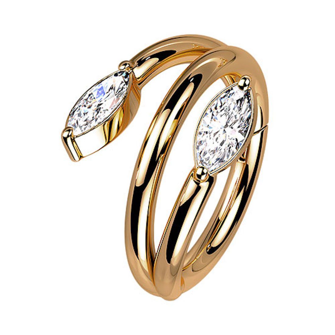 Taffstyle Nasenpiercing Septum Piercing Ring Segmentring Clicker Kristall Doppel Reben, Nasenpiercing Nasenring Ohrpiercing Ohr Nase Tragus Helix Brust Intim