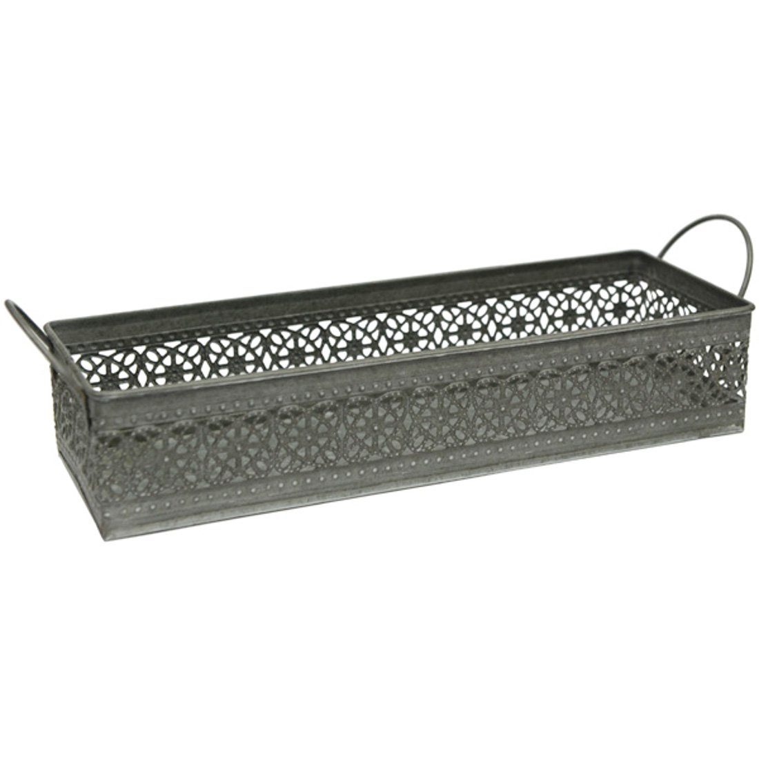 Dekotablett Dekotablett 34 cm Metall antik grau Schale Metallschale Metalltablett